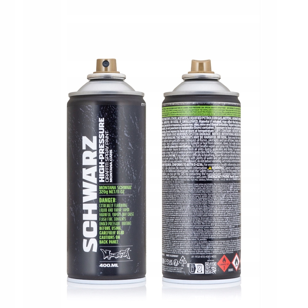 Farba w sprayu, czarna, produkcja De Montana Cans Schwarz 400 ml x 1