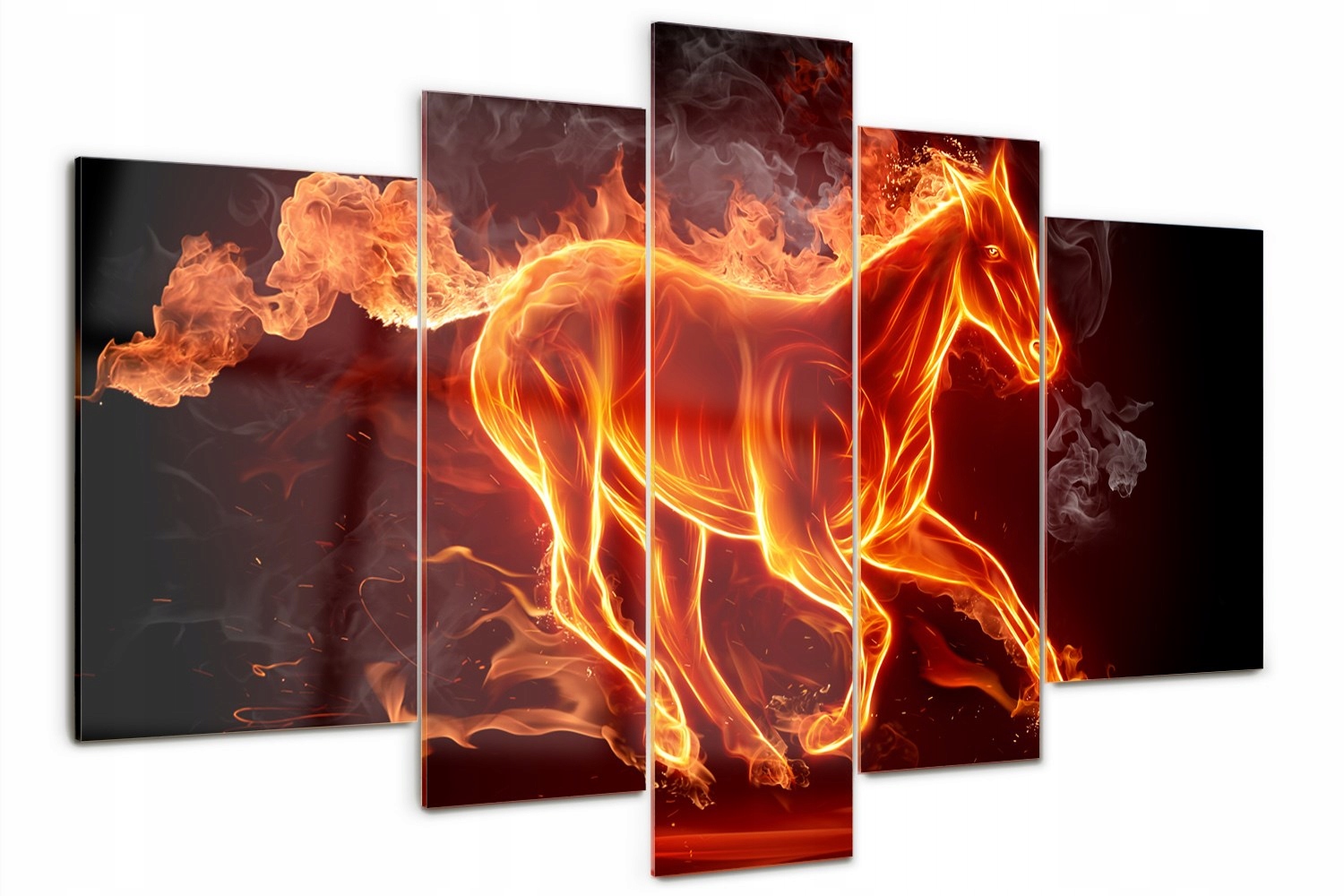 

Foto Obraz szklany poliptyk Koń w płomieniach