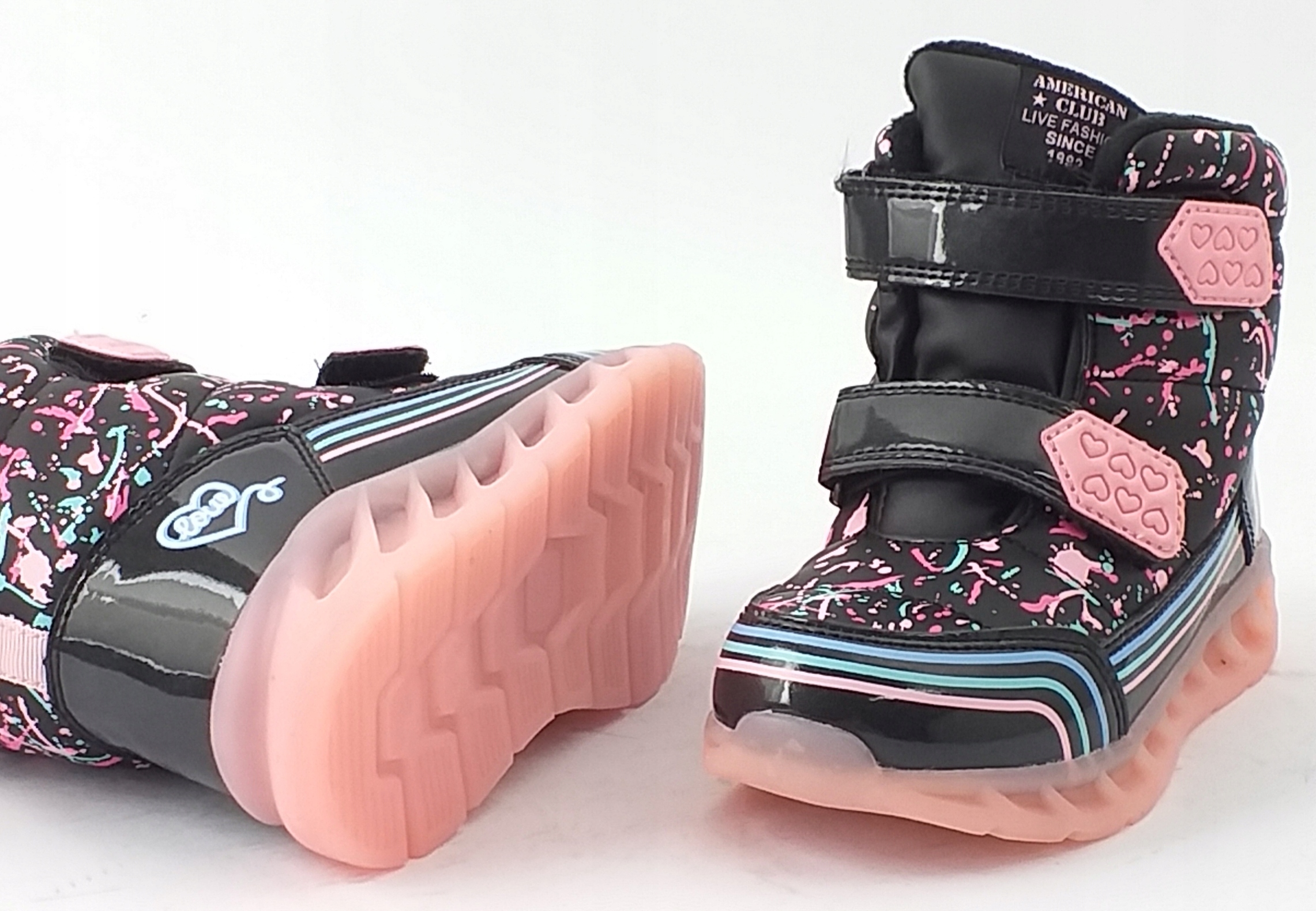 ŚNIEGOWCE AMERICAN CLUB ES140/23 CZARNE OCIEPLANE ŚWIECĄCA PODESZWA LED 27 Długość wkładki wew. 17.8 cm