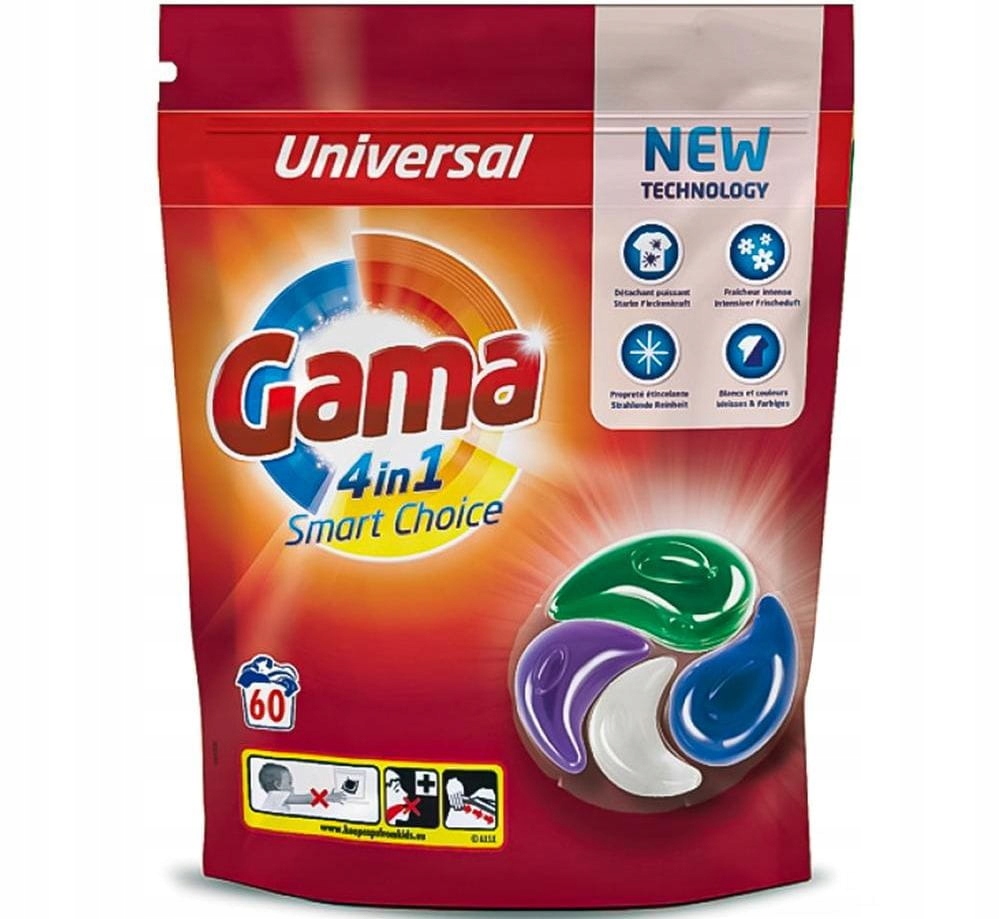 Levně Kapsle pro bílé a světlé prádlo 4v1 Gama Universal 60 Caps Německé