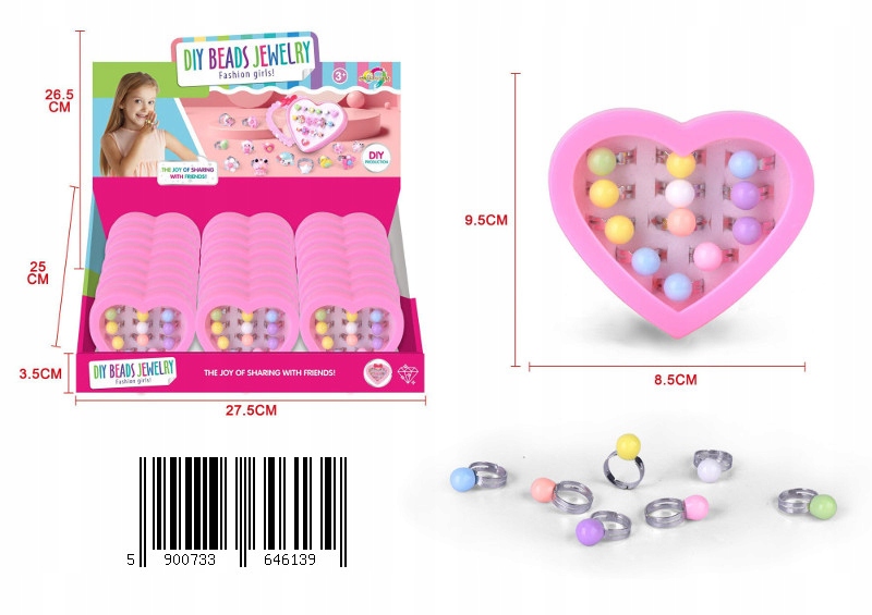 ZESTAW PIERŚCIONKÓW DLA DZIEWCZYNKI 12SZT Stan opakowania oryginalne