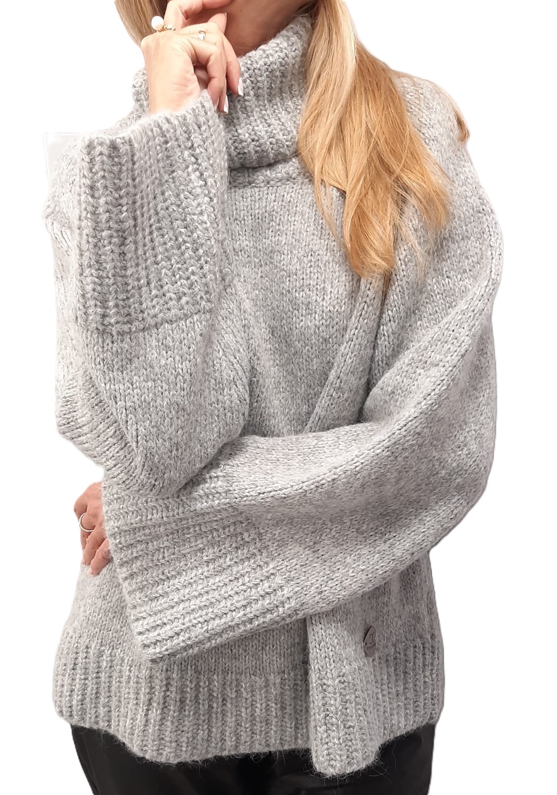 Cocomore Svetr Golf s vlnou Oversize Šedý New