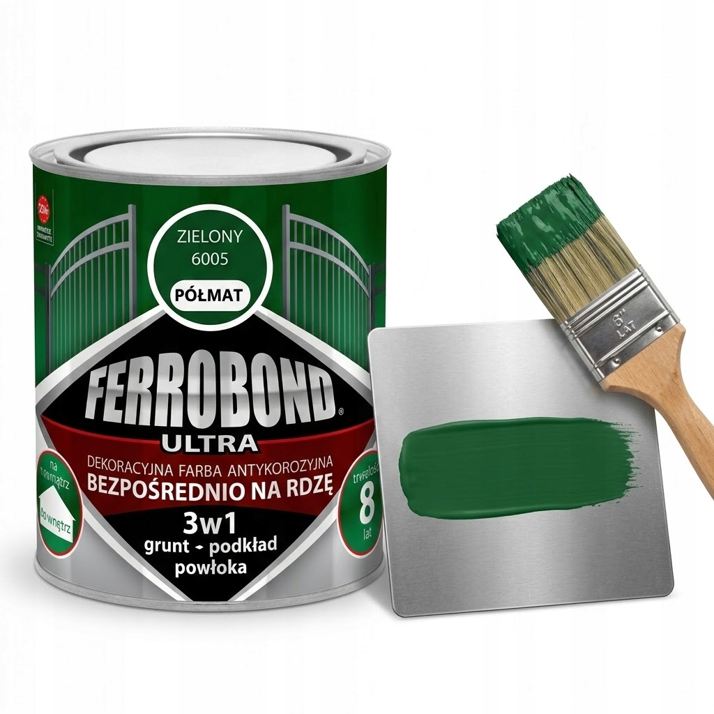 Farba dekoracyjna do Metalu żeliwa Rdzę antykorozyjna zielony Półmat 2,5L