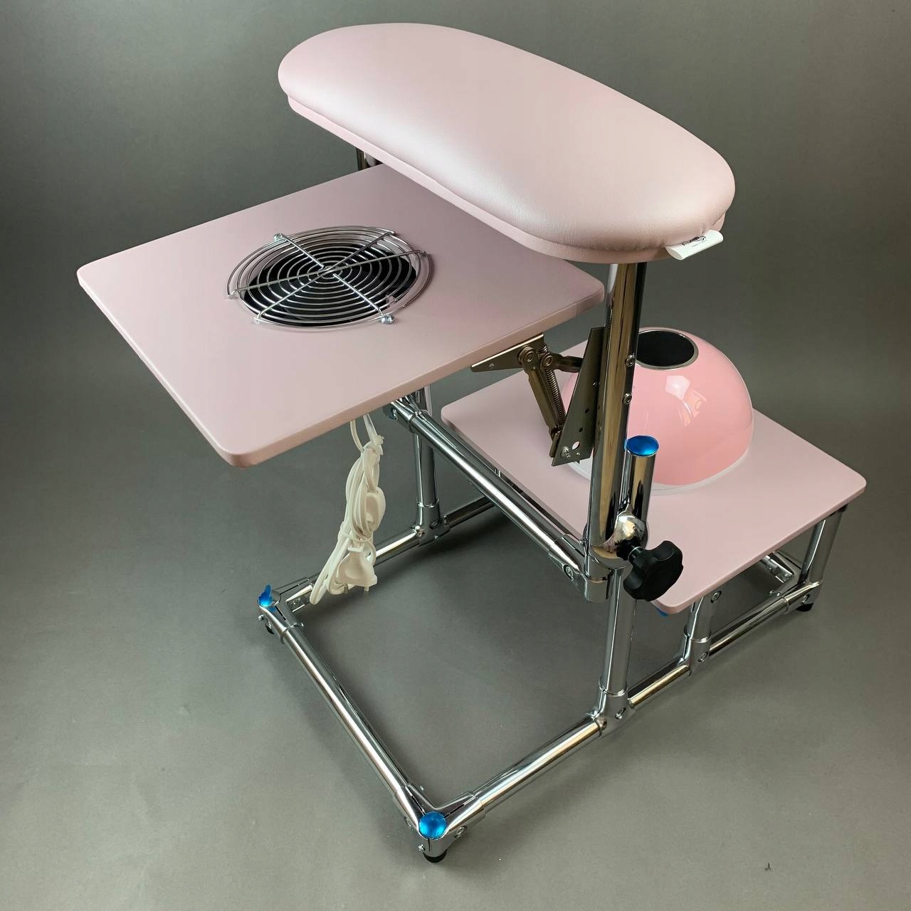 Stojan na pedikúru s absorbérem a policí Perla odstín růžové Akri, Podnožka
