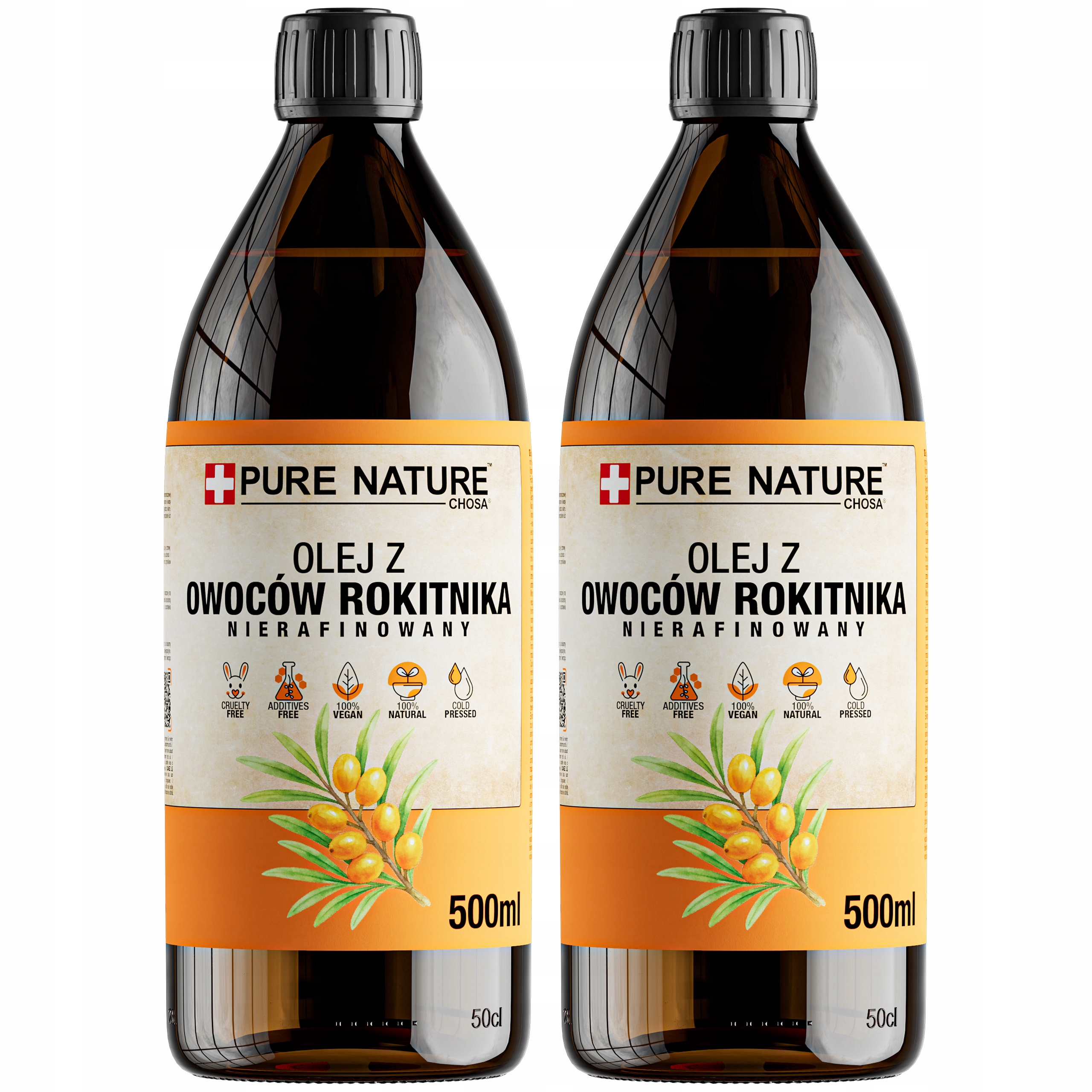 Olej Z Plodů Rakytníku Rakytníkového Lisovaný Za Studena Nerafinovaný 2x 0,5 l