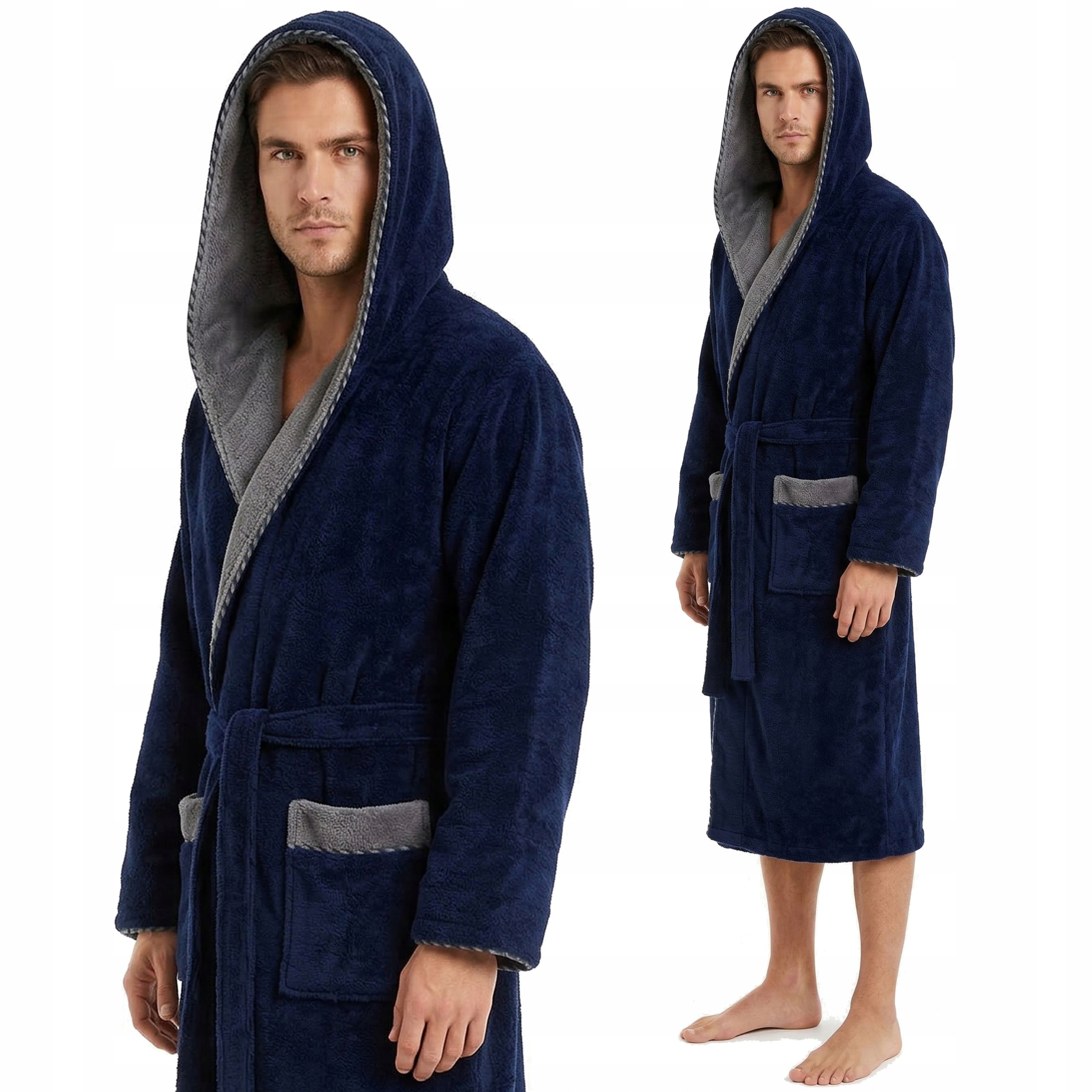 Pánský dlouhý koupací župan s kapucí L, elegantní a pohodlný