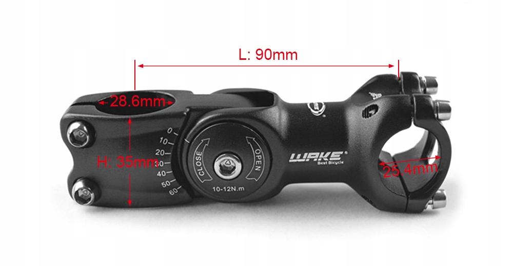 MOSTEK ROWEROWY REGULOWANY KIEROWNICY 25,4MM 90MM Model ASDW