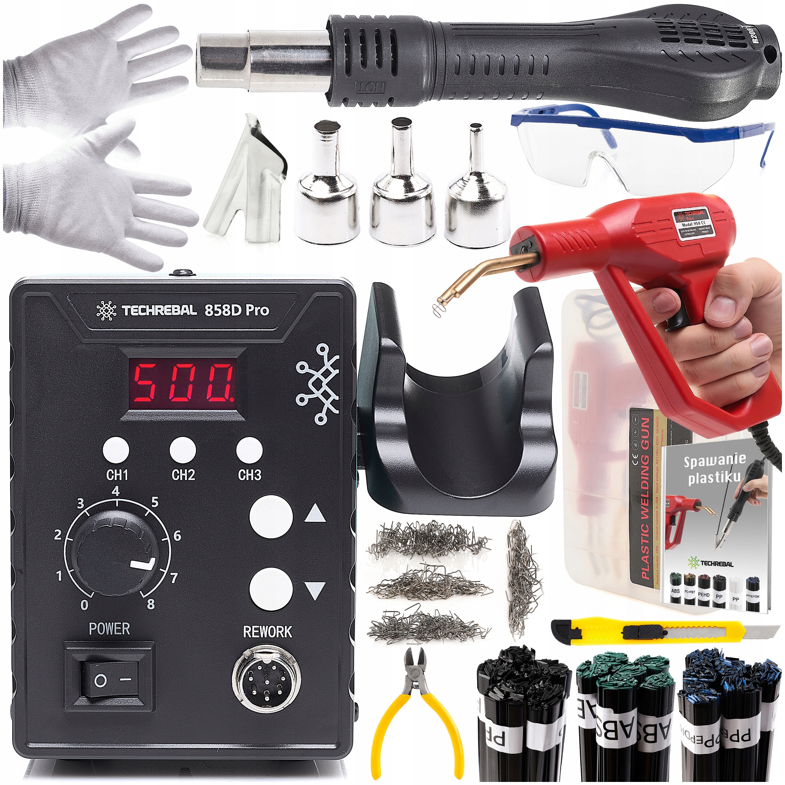 Svářečka Plastů Pájecí Stanice 858D Sešívačka Sada Pojiv Bot