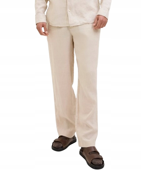 Jackjones Lenie Béžové Casual Jednoduché Pánské Kalhoty L K_a