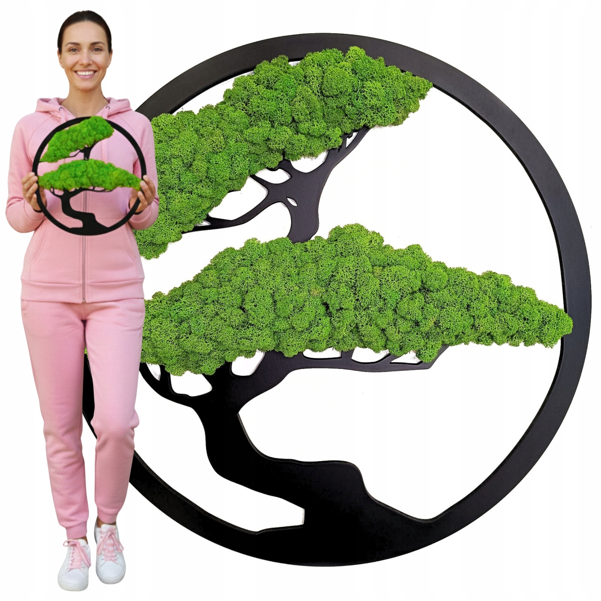 Obraz Z Mechu mech chrobotek Živý Stromek Bonsai na zeď Ozdoba Dekorace