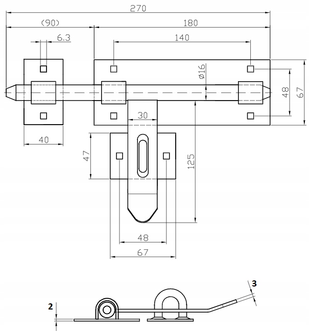 ZASUWA BRAMOWA DO DRZWI FURTKI BRAMY OCYNKOWANY ZAMKNIĘCIE NA KŁÓDKĘ 27cm Marka Steelfence
