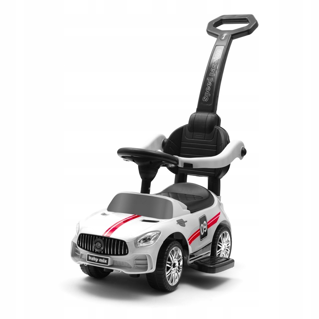 Baby mix 45830 Jeździk Racer z dźwiękiem i rączką Biały na roczek