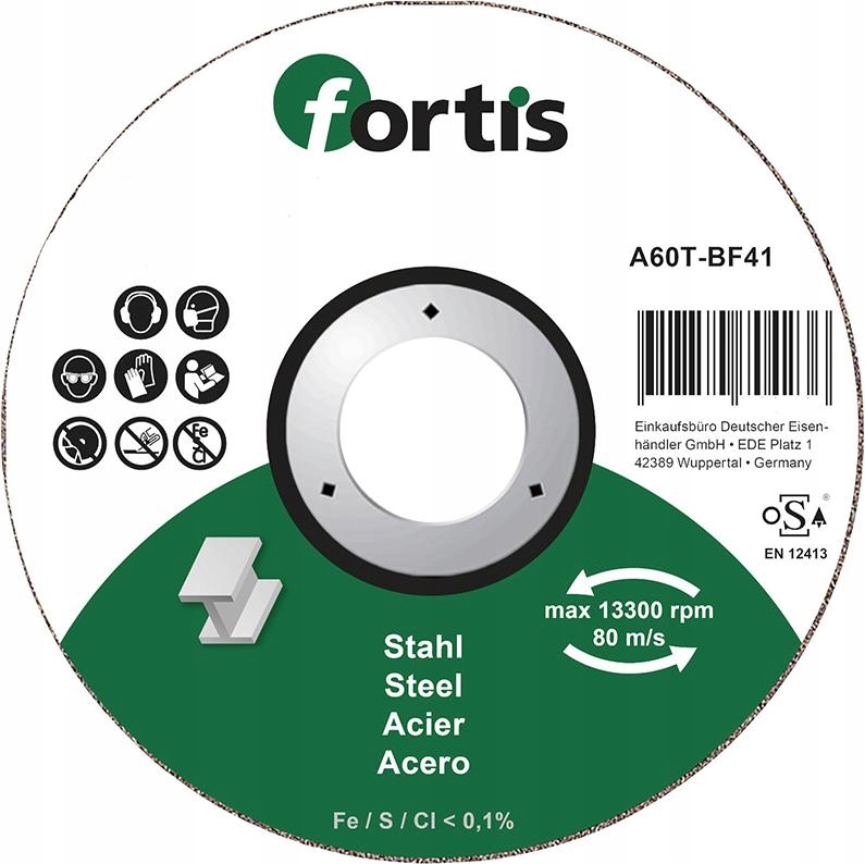 

Fortis Tarcza do cięcia stali 115x1mm prosta