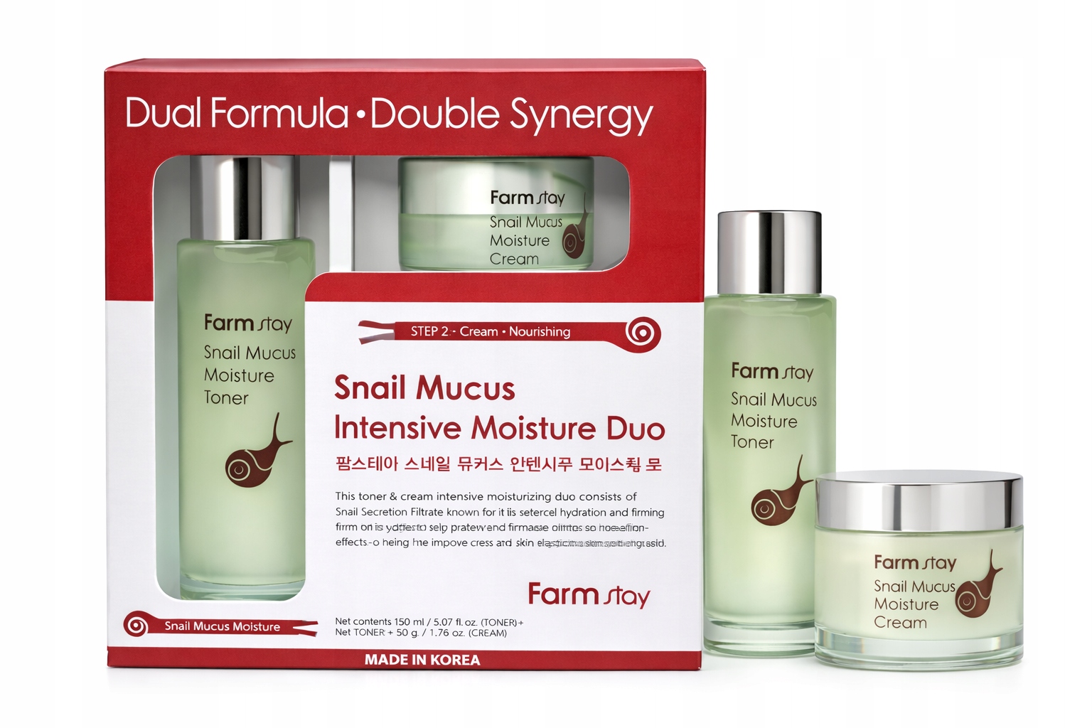 FarmStay Snail Mucus – koreański zestaw nawilżający toner 150 ml+krem 50 ml