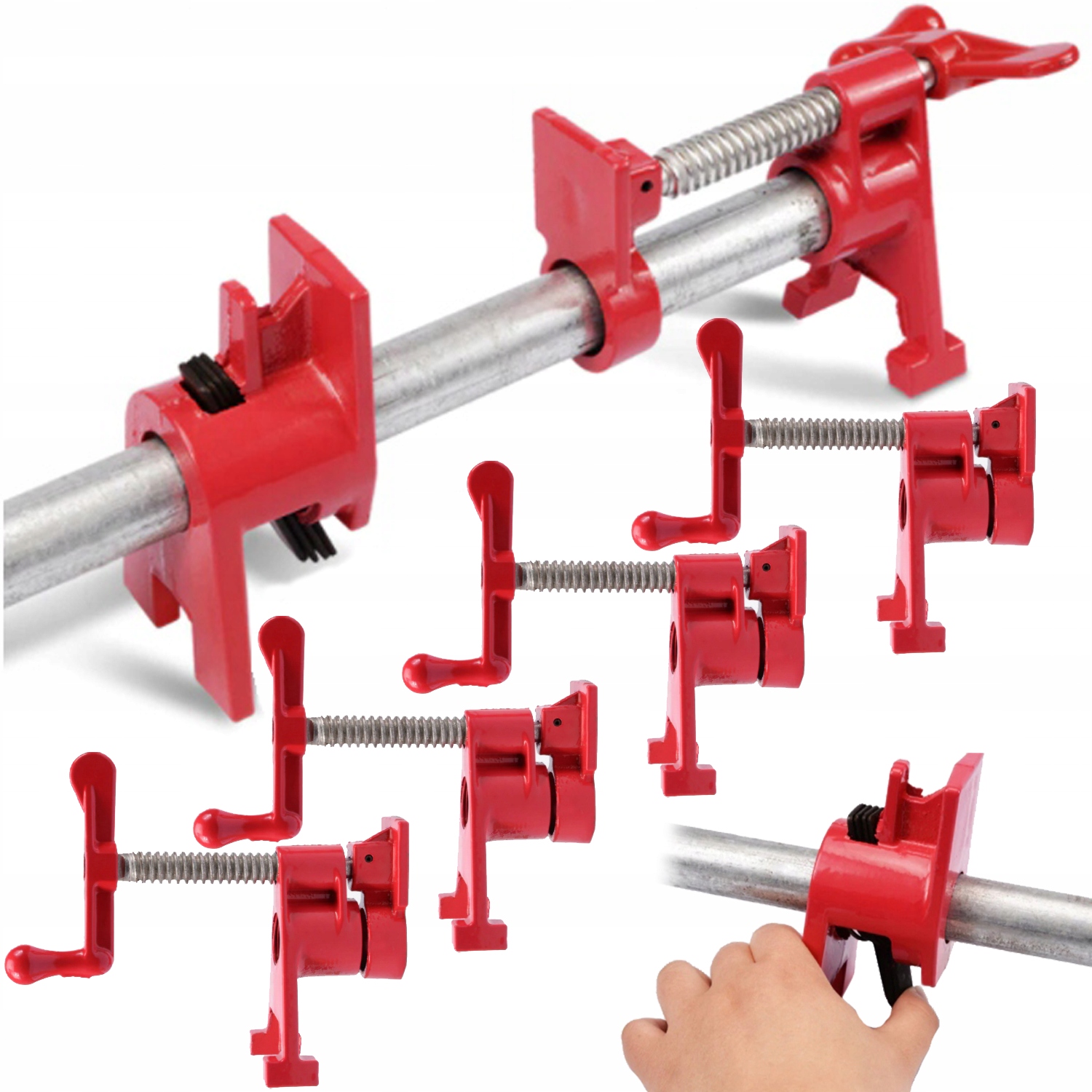 Ścisk Stolarski Rurowy Bezkońcowy 3/4 Zacisk Montażowy Zestaw 4 Sztuki