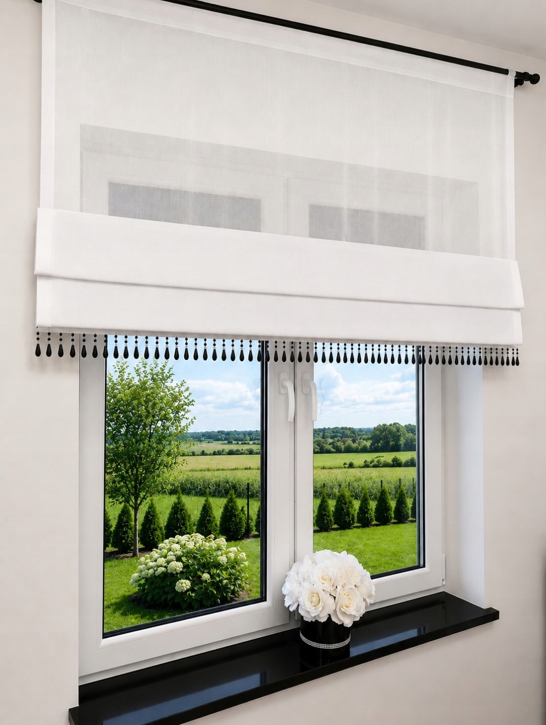 Záclona Roleta Roletka Panel Glamur Batyst Lesk/sable Korálek 150x80