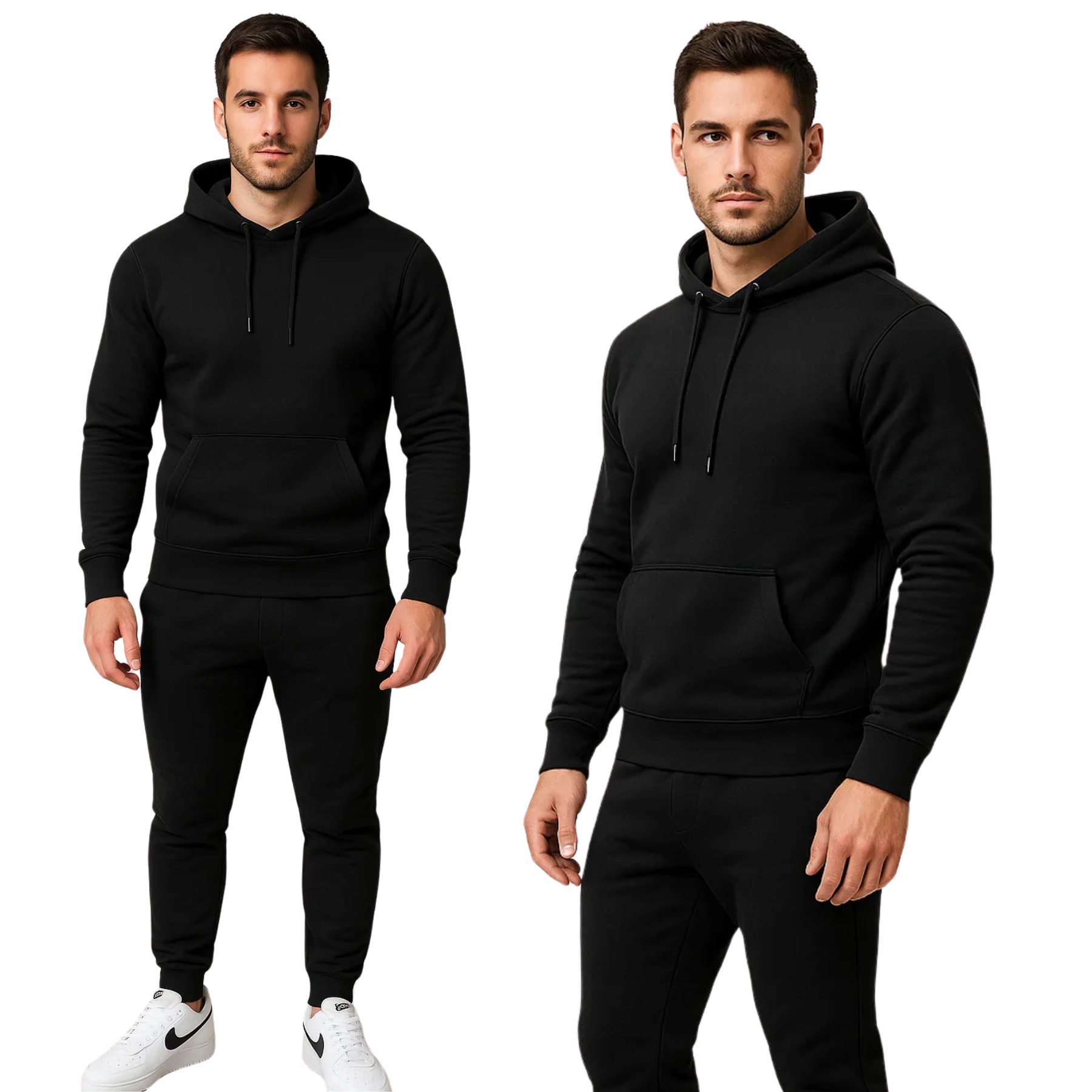 Męski Komplet Dresowy Czarny Z Kapturem Styl Na Co Dzień Rozmiar M