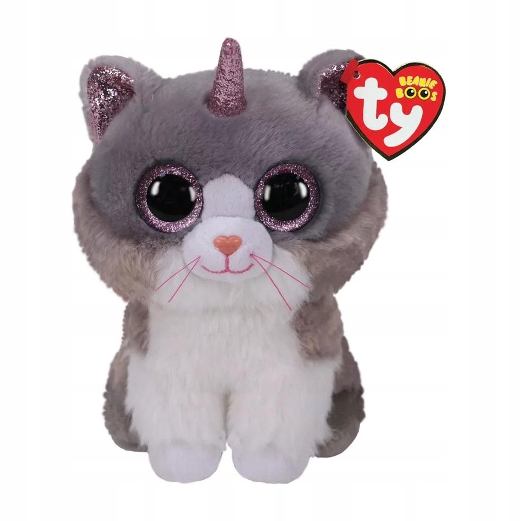 

Maskotka Kotek Ty Z Brokatowymi Oczami Rogiem 24CM