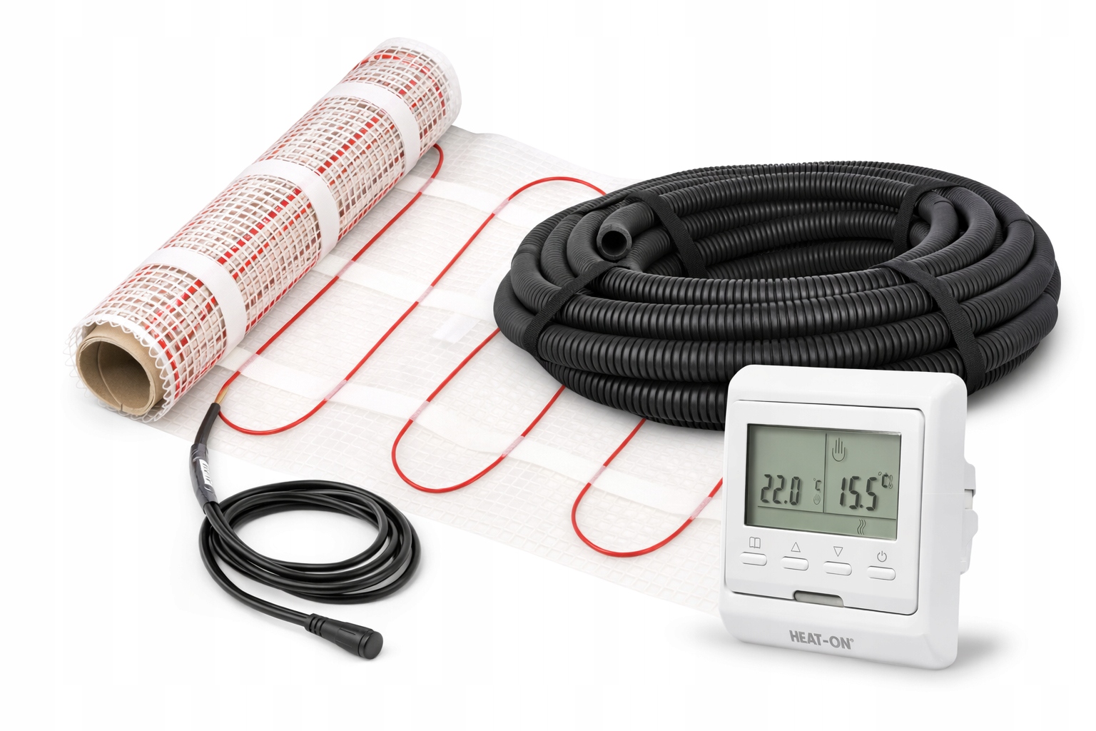 Set Vyhřívací Podložka 2m2 150W/m2 Termostat HO-200 Digi Elektroinstalační Trubka Heat-on