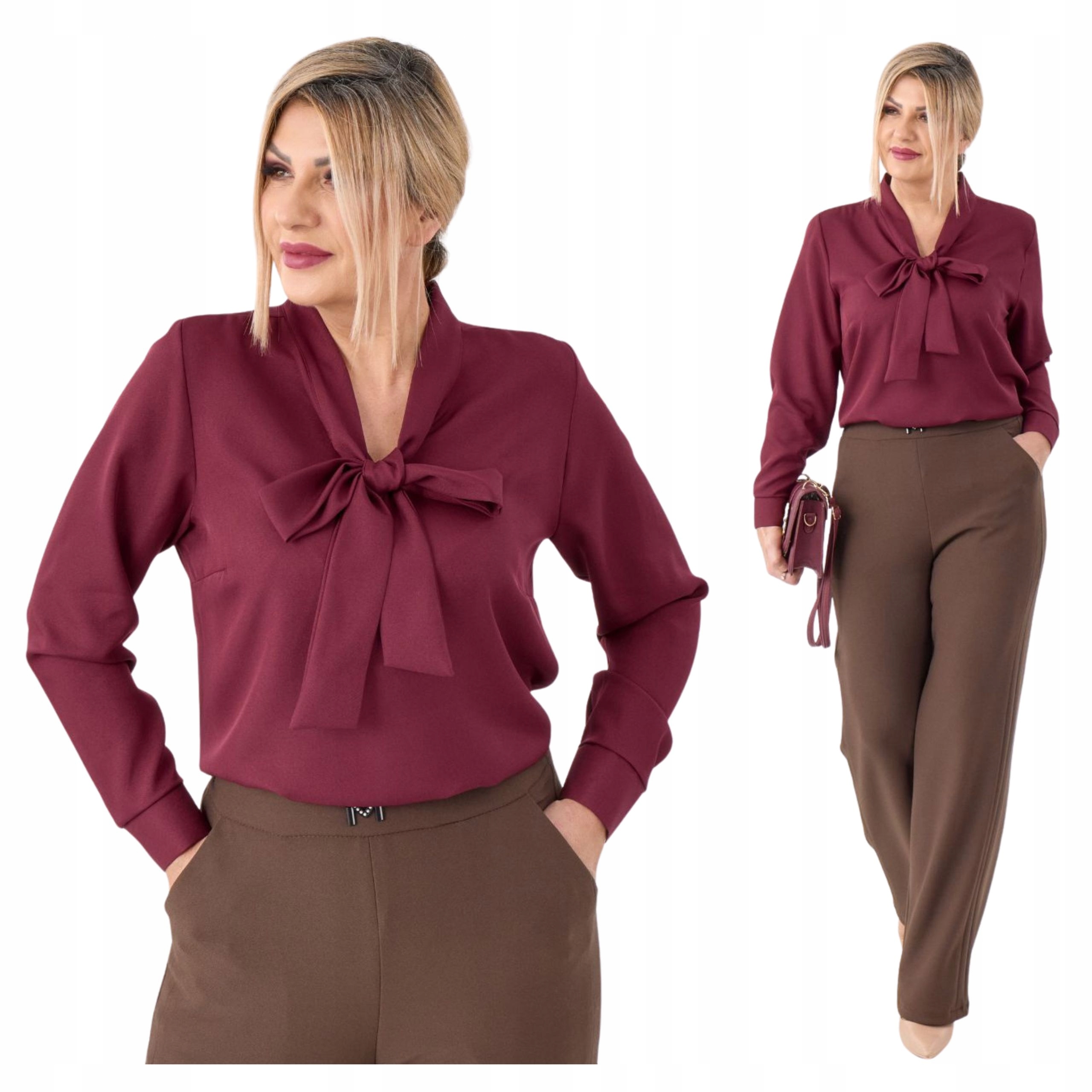 Bluzka damska wiązana pod szyją Polski Producent duże rozmiary