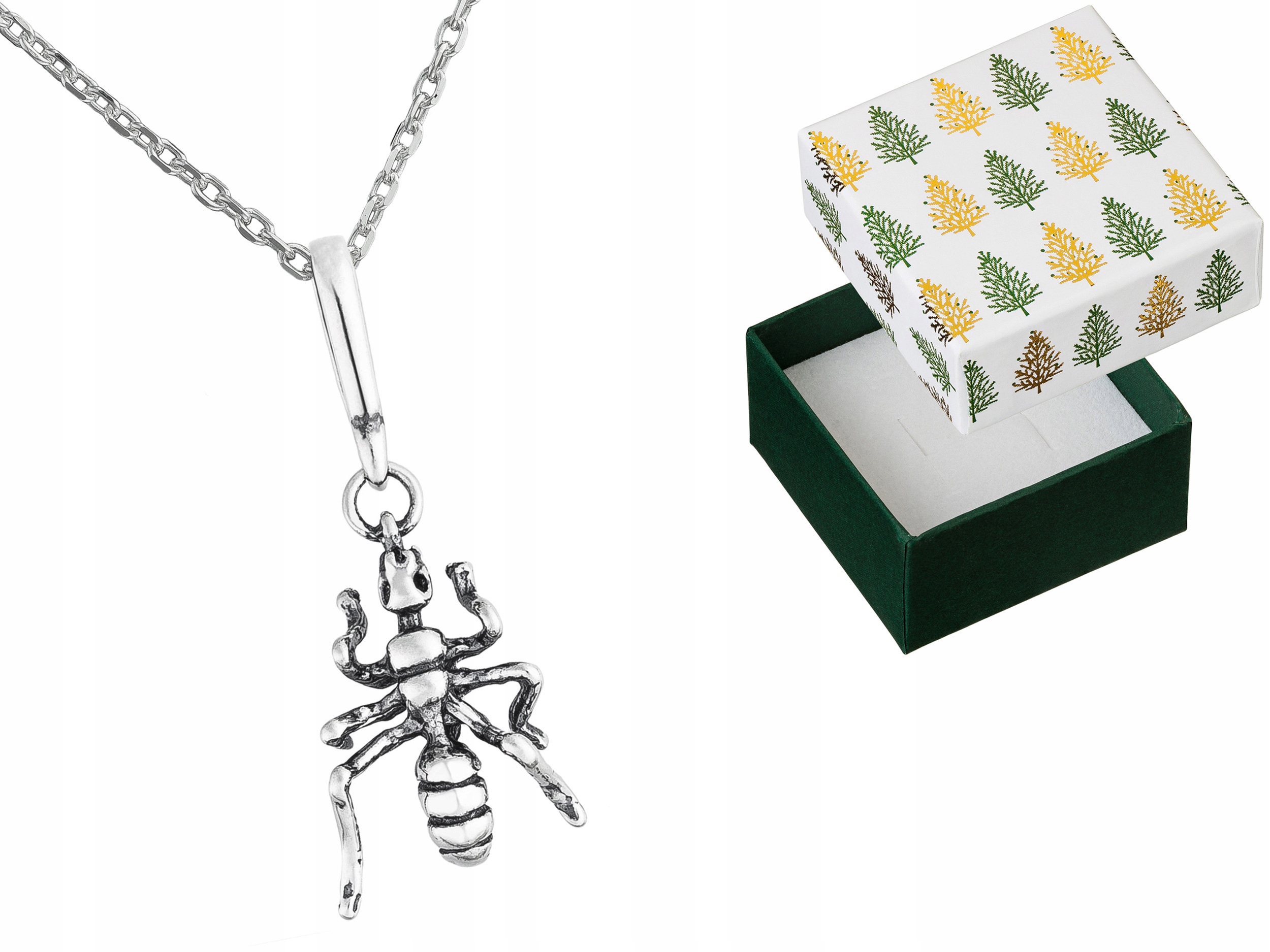 Stříbrný náhrdelník Mravenec ze stříbra Oxidovaný hmyz Mravenec Řetízek 65 cm