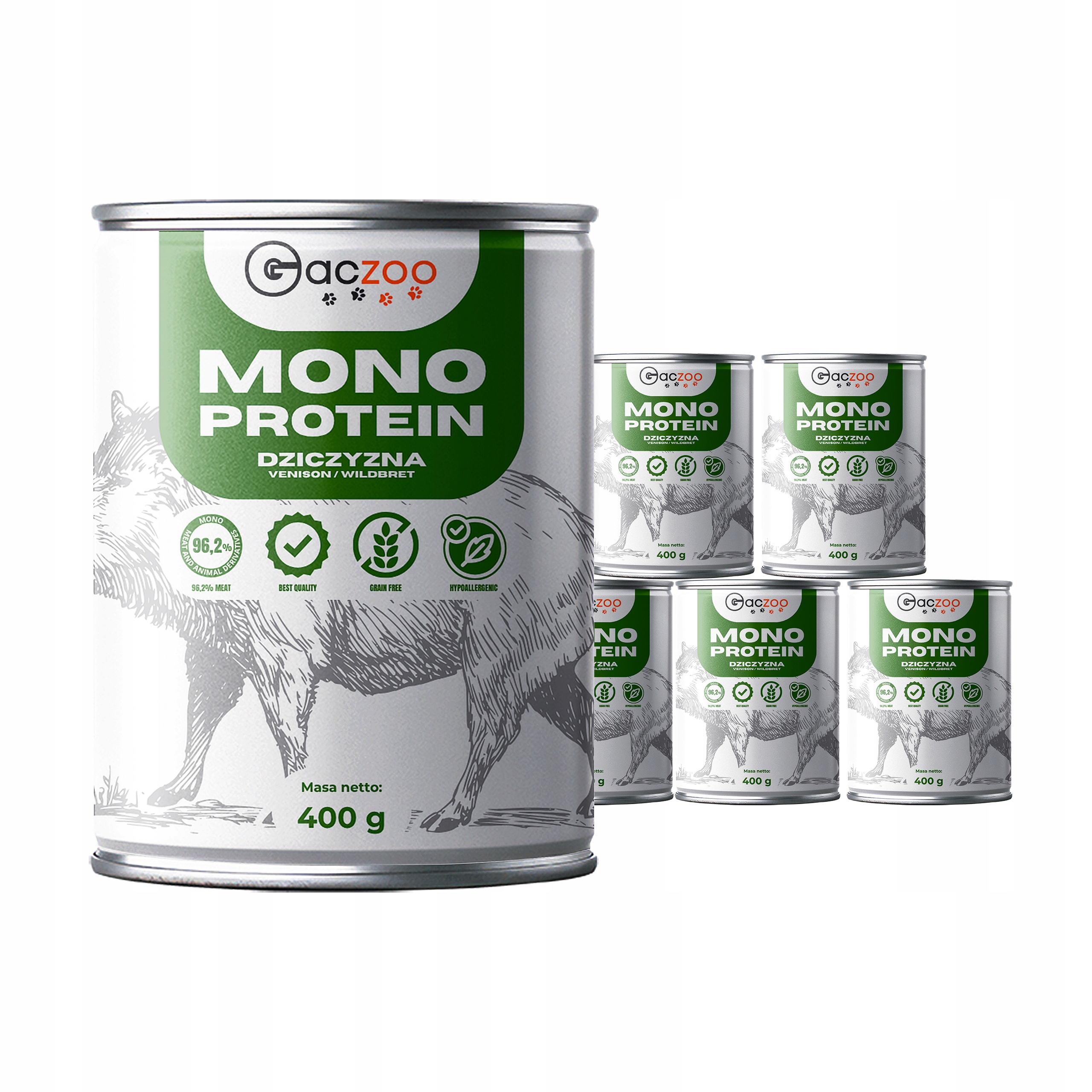 Levně Krmivo pro psy Gaczoo Mono Protein Divočák 6 x 400 g, hypoalergenní