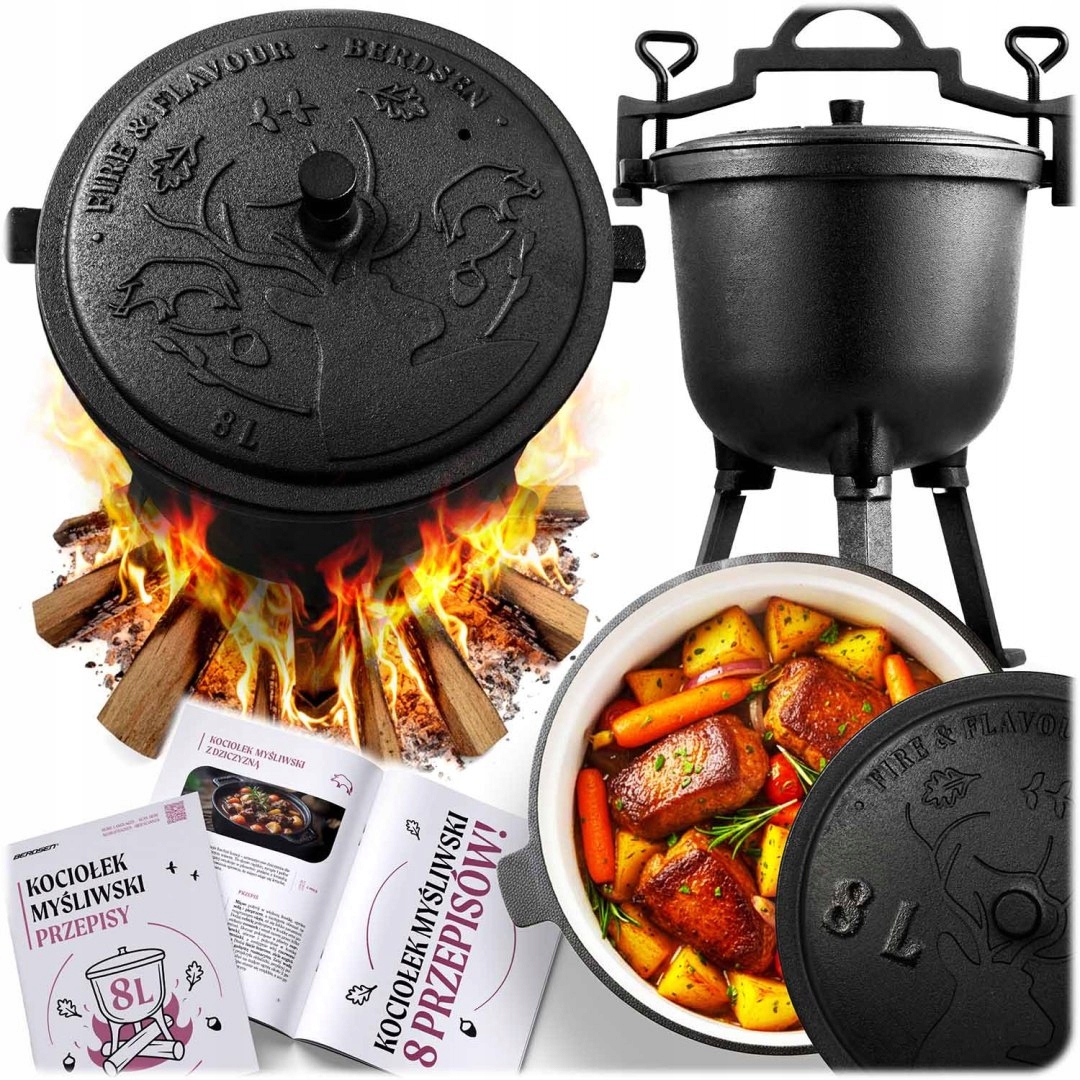Litinový kotlík smaltovaný hrnec 8 l na ohniště gril BD-481 348100 Berdse