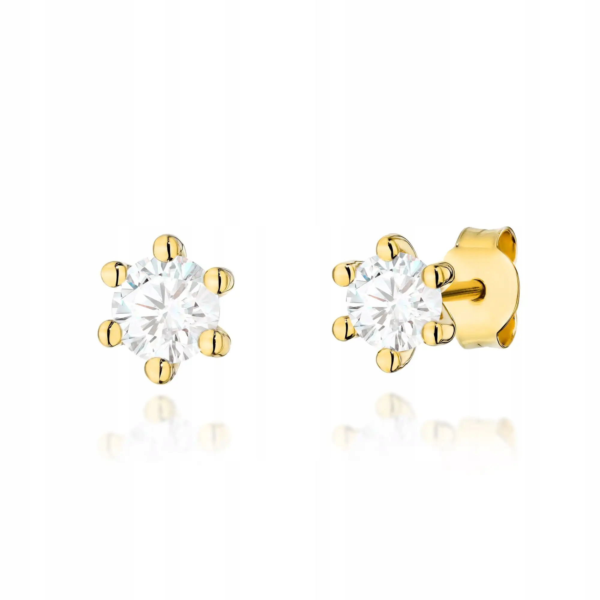 Dámské zlaté náušnice 585 s diamantem, módní design, poutavé, ideální jako dárek 14k