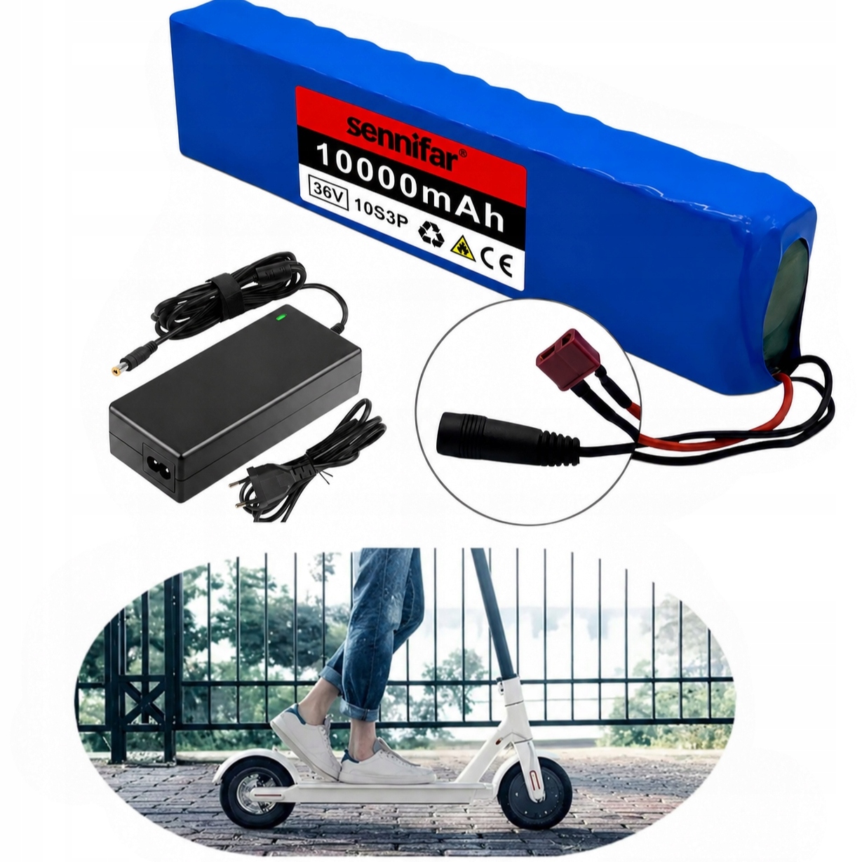 Akumulator Do Hulajnogi Elektrycznej 10Ah 36V 10S3P XT30 Jst Z ładowarką