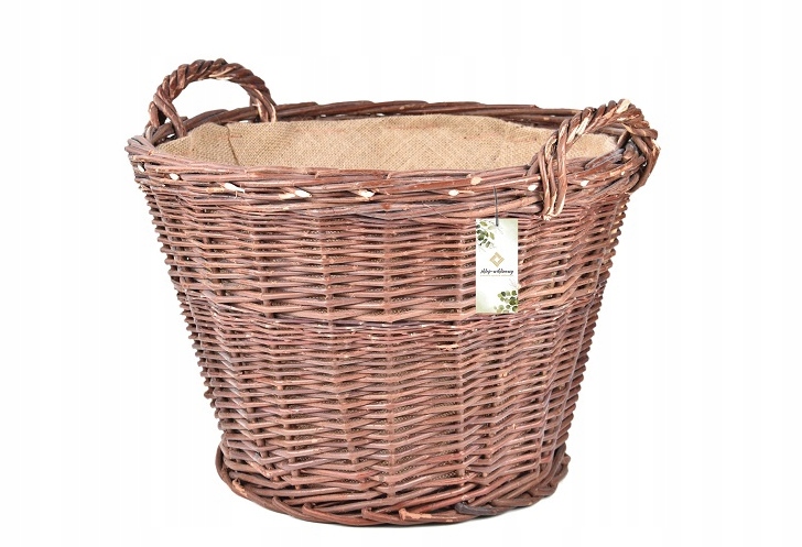 Zahradní proutěný koš na sběr listů dřeva obšitý jutou 55 Silný