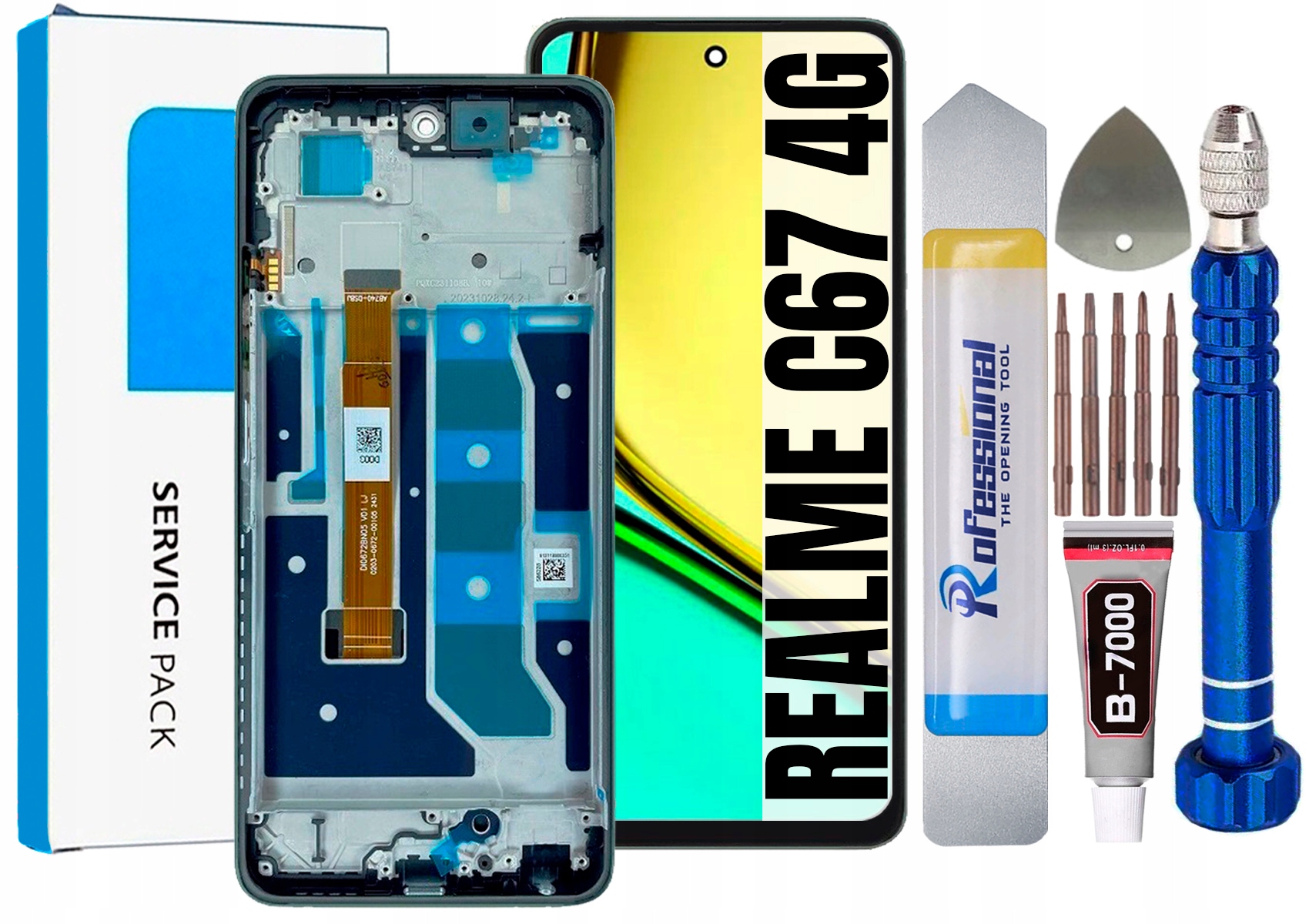 Displej Pro Realme C67 4G Originál LCD Obrazovka Rámeček Zelený