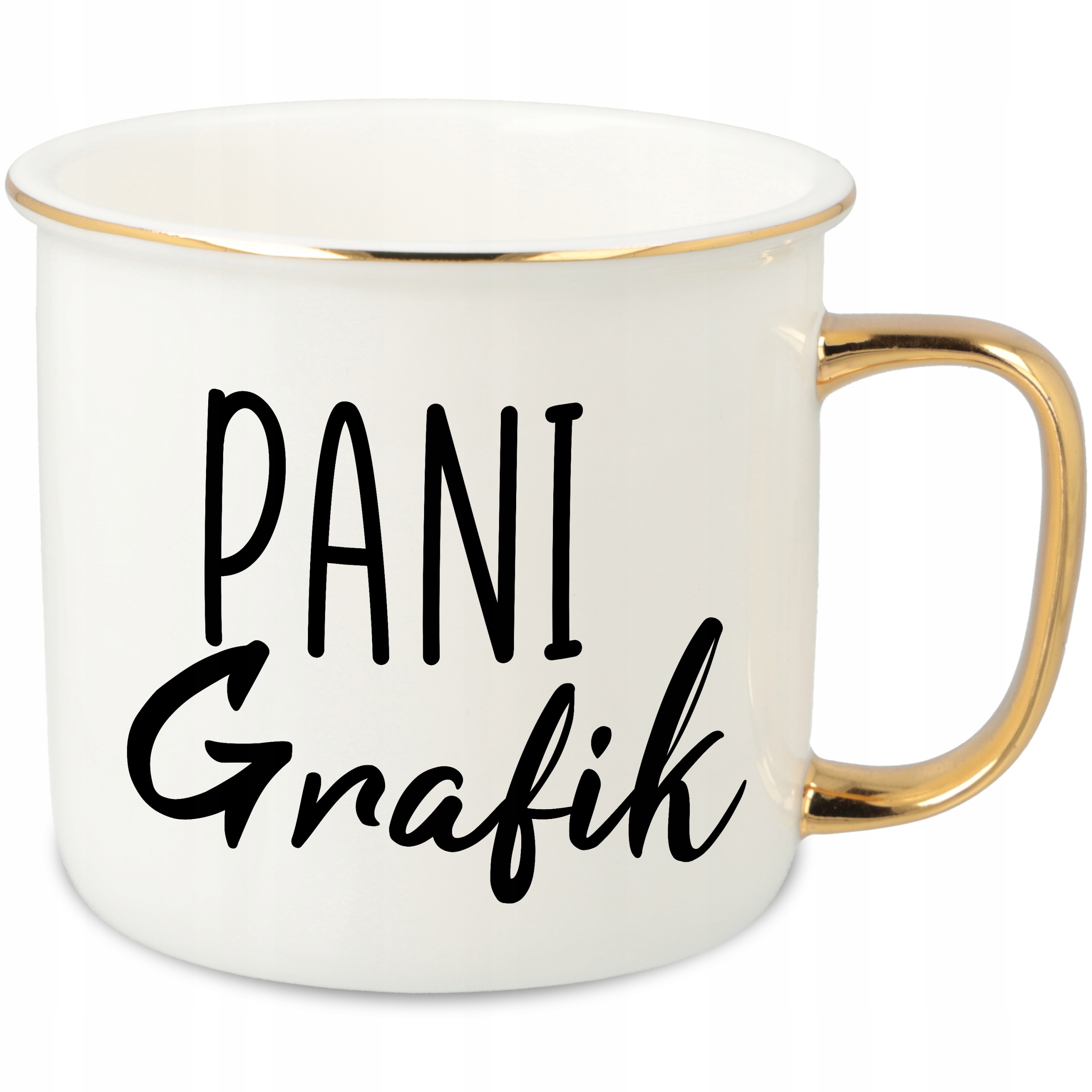 Hrnek Ucho Forma Zlatý Porcelánový Retro 280ML Dárek Pro Paní Grafiku Wz