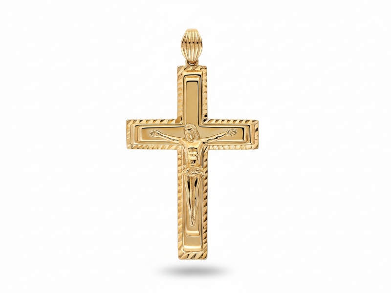 Zlatý přívěsek 585 křížek s Ježíškem přívěsek na biřmování dárek