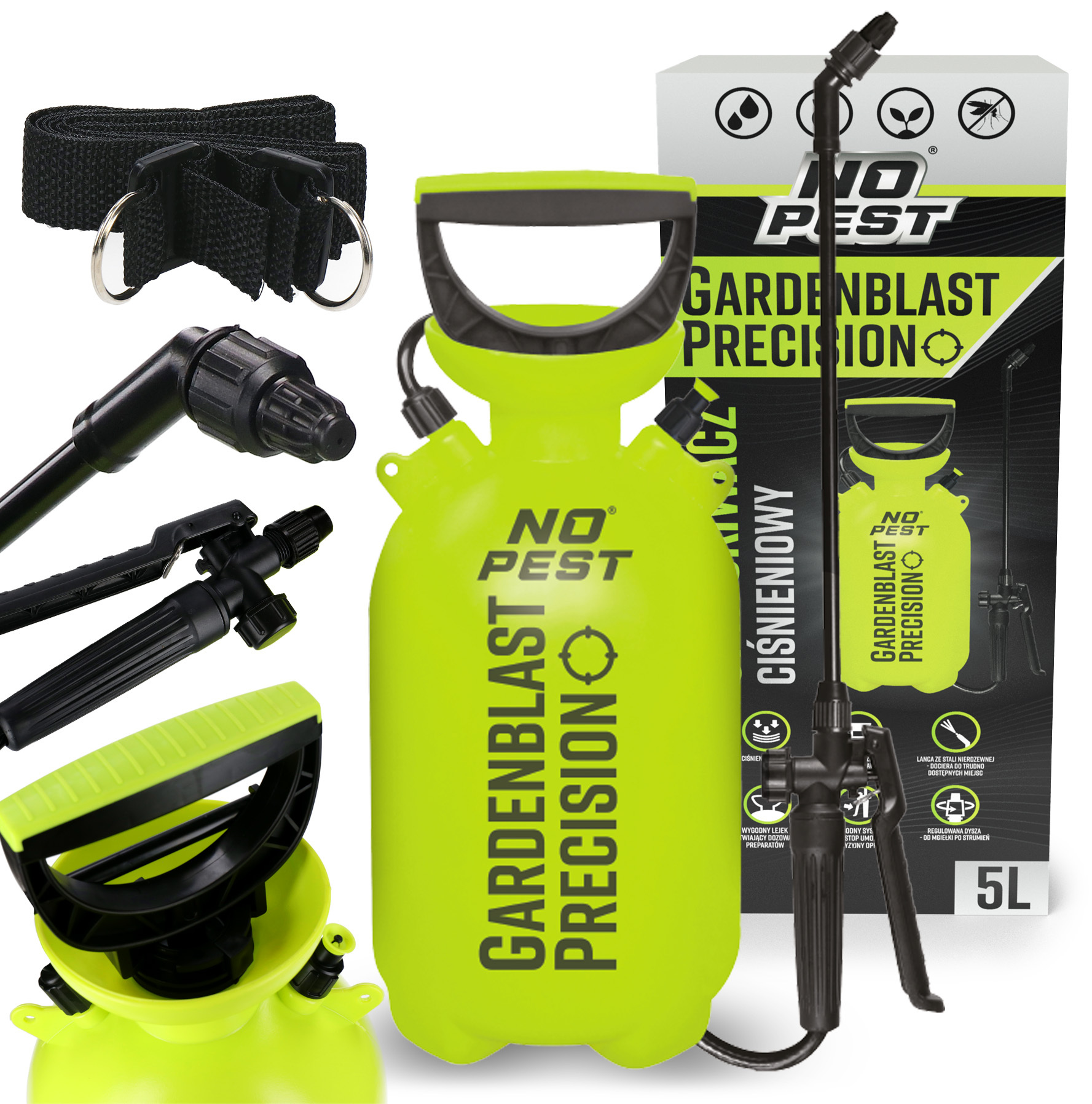 OPRYSKIWACZ CIŚNIENIOWY RĘCZNY OGRODOWY Z REGULOWANĄ DYSZĄ GARDENBLAST 5L