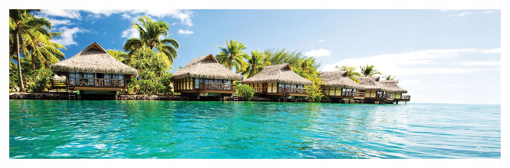 Fototapeta Tropický raj Bungalov Palma Ocean Relax 624x219 lepidlo
