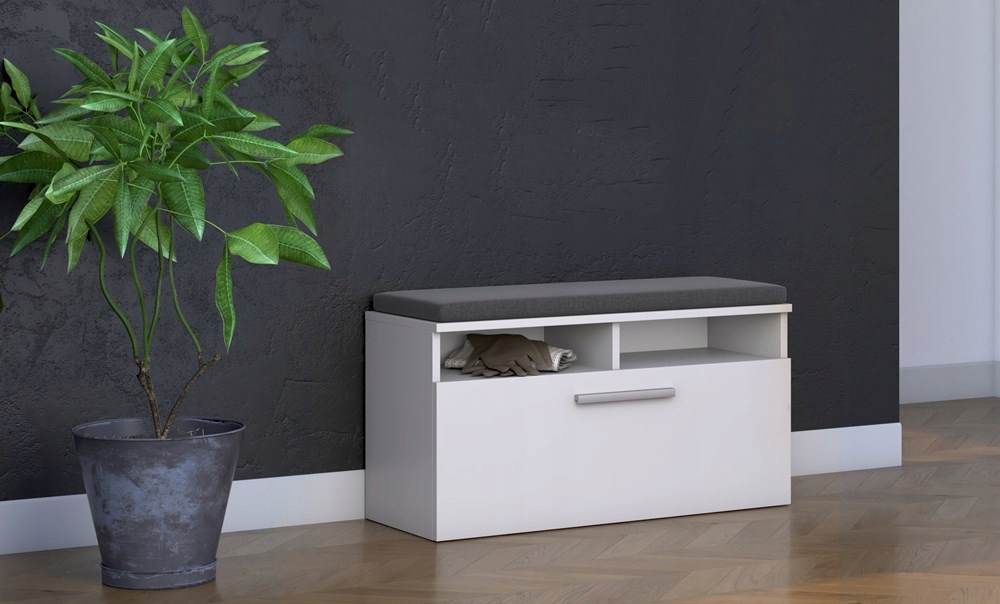 SZAFKA NA BUTY Z SIEDZISKIEM REGAŁ NA OBUWIE KOMODA MEBLE BIEL MAT 85 cm Kod producenta SZAFKA NA BUTY Z SIEDZISKIEM REGAŁ