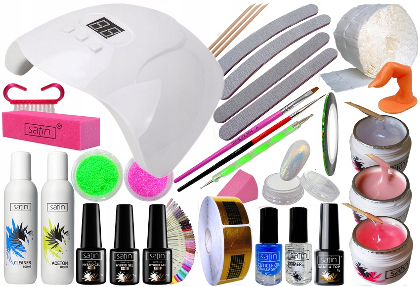 ZESTAW STARTOWY DO PRZEDŁUŻANIA PAZNOKCI Z LAMPĄ