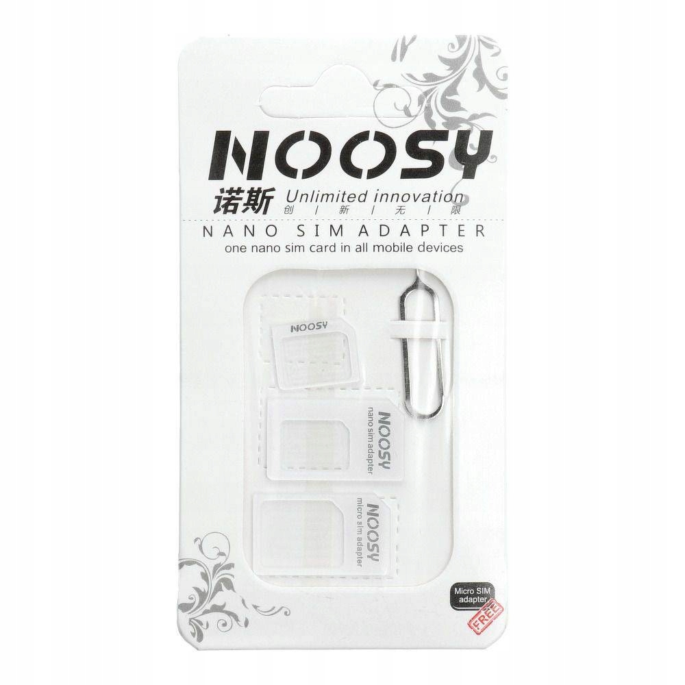 Zestaw Adapterów Nano Sim/Micro,Micro Sim i Nano/Sim (noosy 3w1) biały