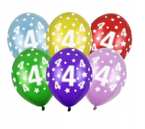 

Zestaw 4 urodziny balony 4st Birthday Metallic Mix