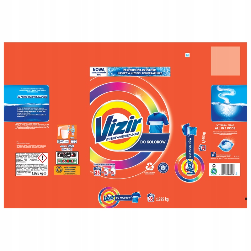 Levně Vizir na barvy Prášek na praní 35 praní 1,925 kg
