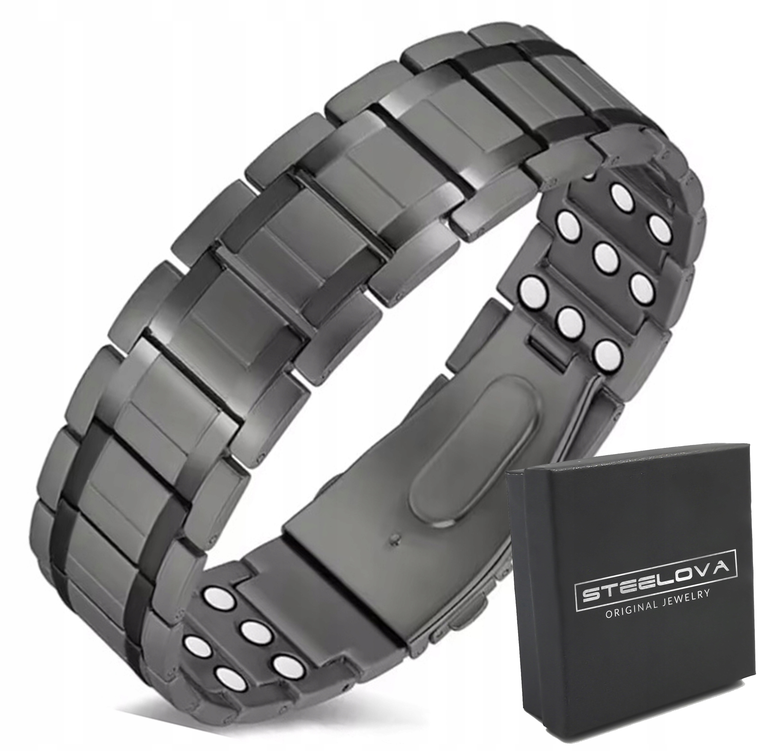 Grafitový magnetický náramek s neodymovými magnety (21 mm)