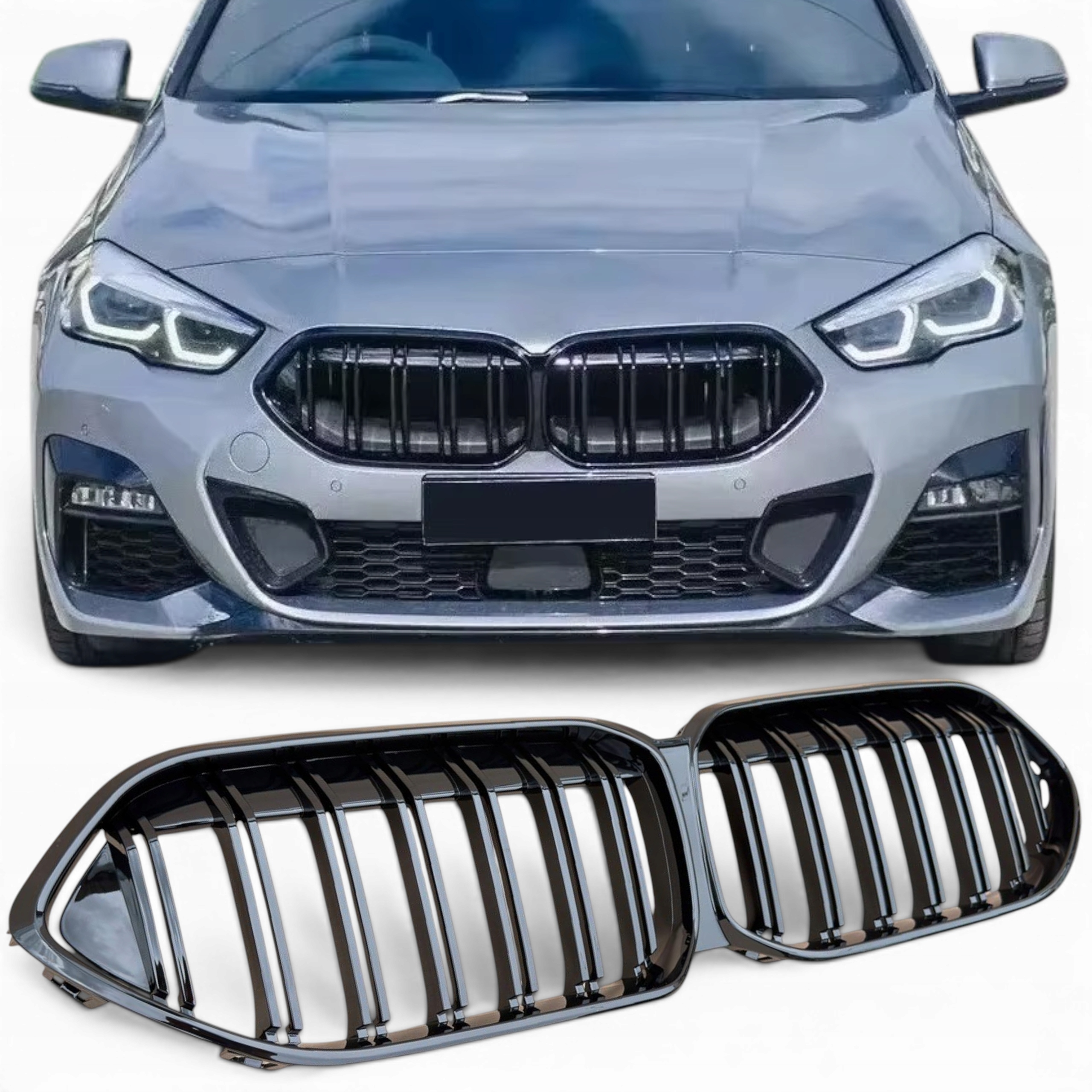 Gril Bmw 2 F44 2020-2024 Grand Coupe Černý Lesk Ledviny Atrapa Nárazníku