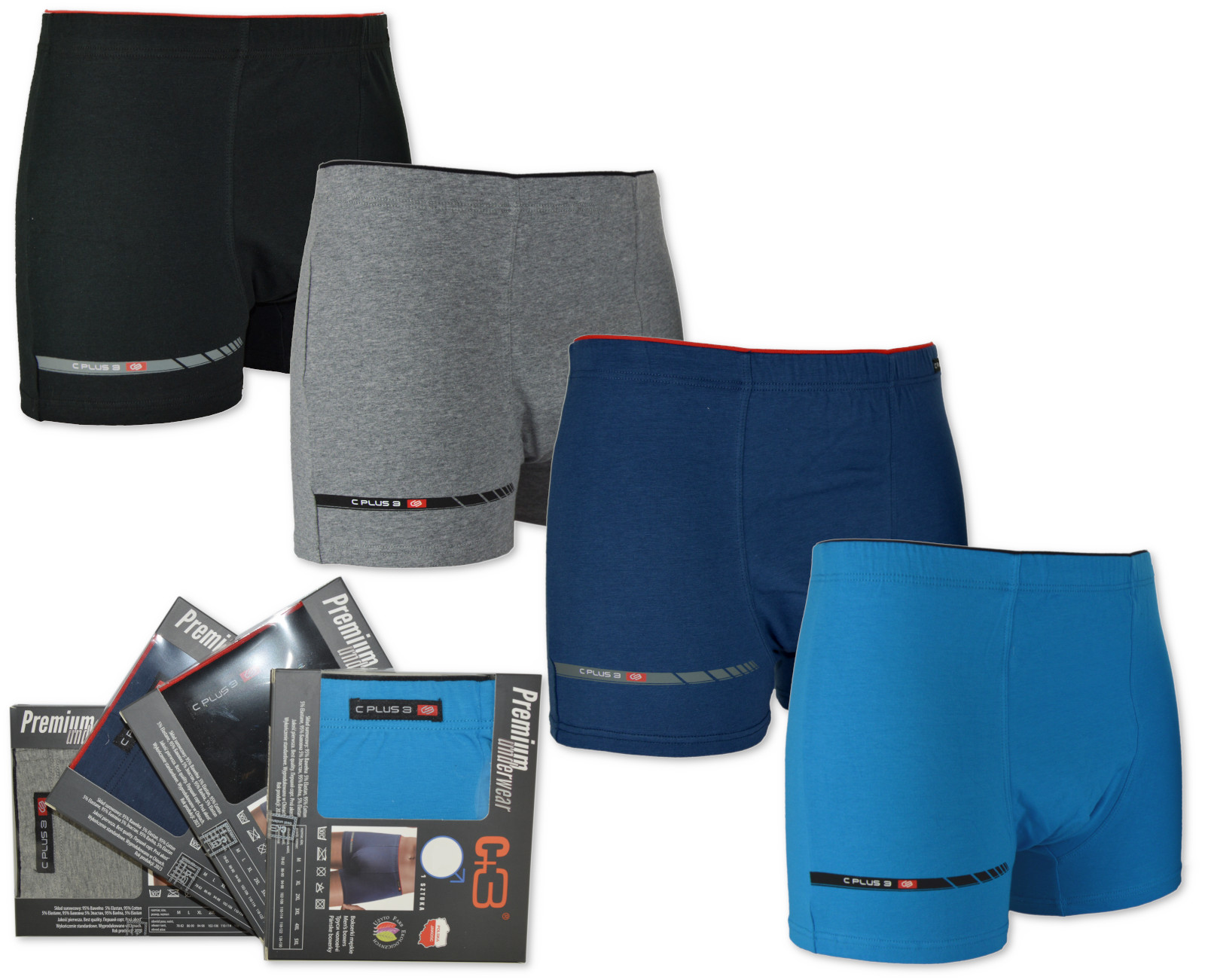 BOKSERKI PREMIUM C+3 DUŻY WYBÓR 4 SZTUKI M Marka C+3