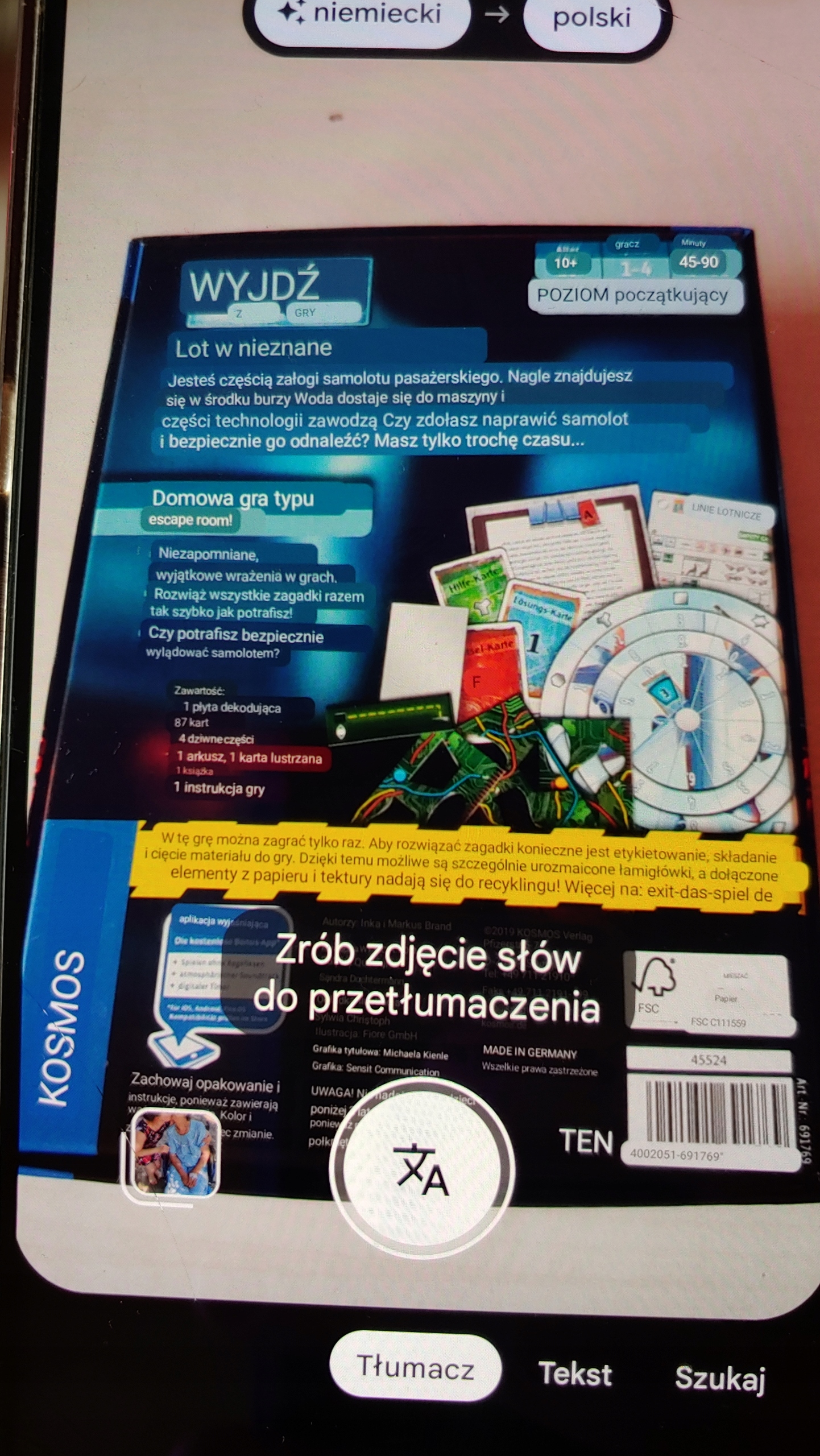Gra EXIT - Der verwunschene wald Zaczarowany las Wiek gracza 8-11 lat 12-14 lat 15-18 lat 18+