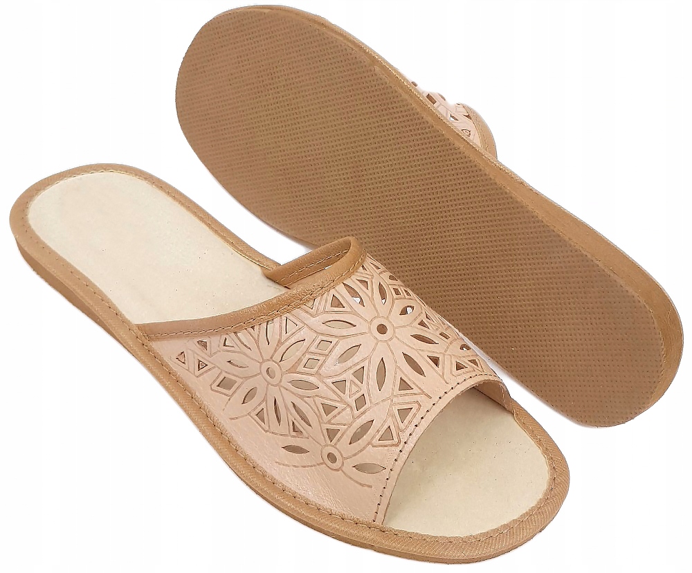 Pantofle Skóra Damskie Odkryte Góralskie * 37* Model PPD 033