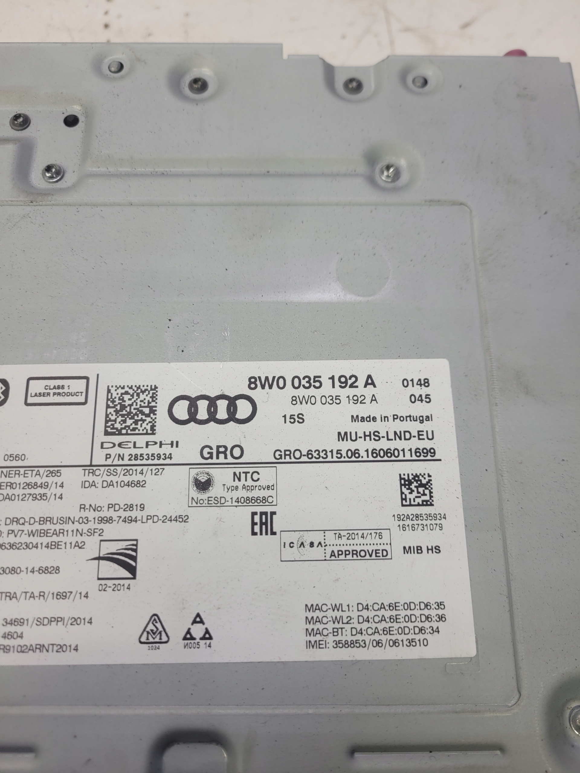 JEDNOSTKA CENTRALNA MIB AUDI A4 B9 A5 8W0035192A