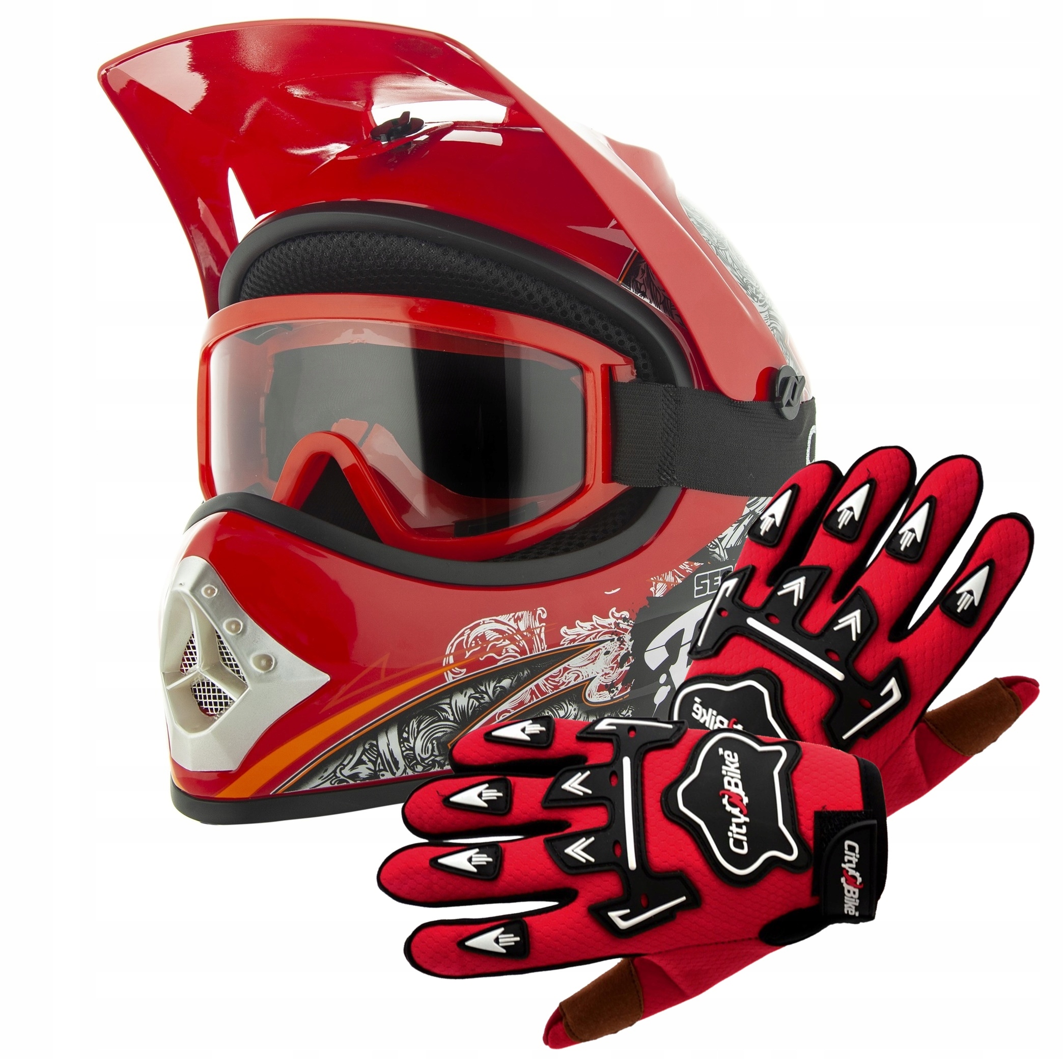 Detská Enduro Štvorkolka Cross Prilba Veľkosť L Rukavice Okuliare