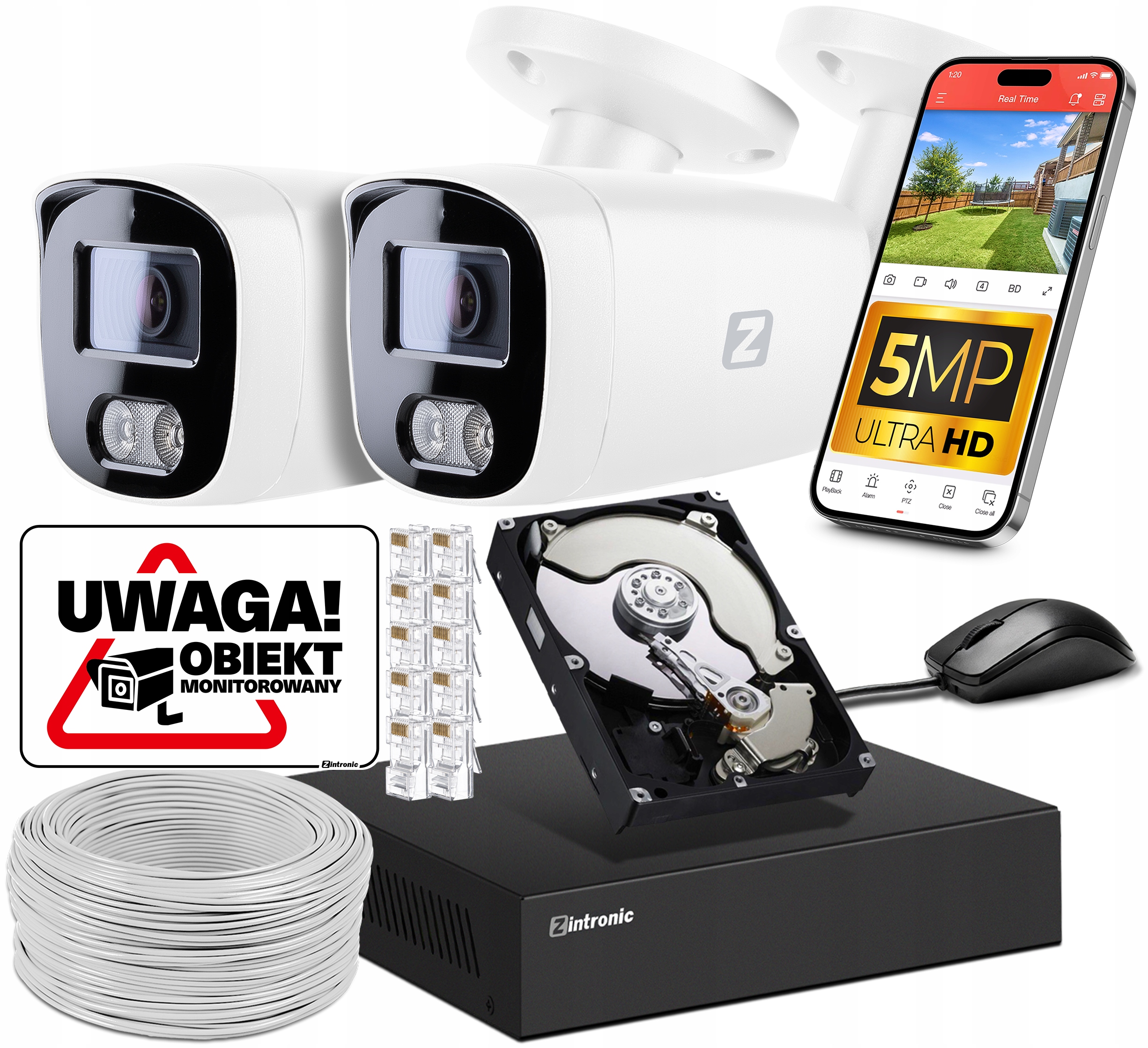 Sada Ip Monitorování Poe 2 Kamery 5MPx 5MP 1TB Náhled Aplikace IR30M 2K