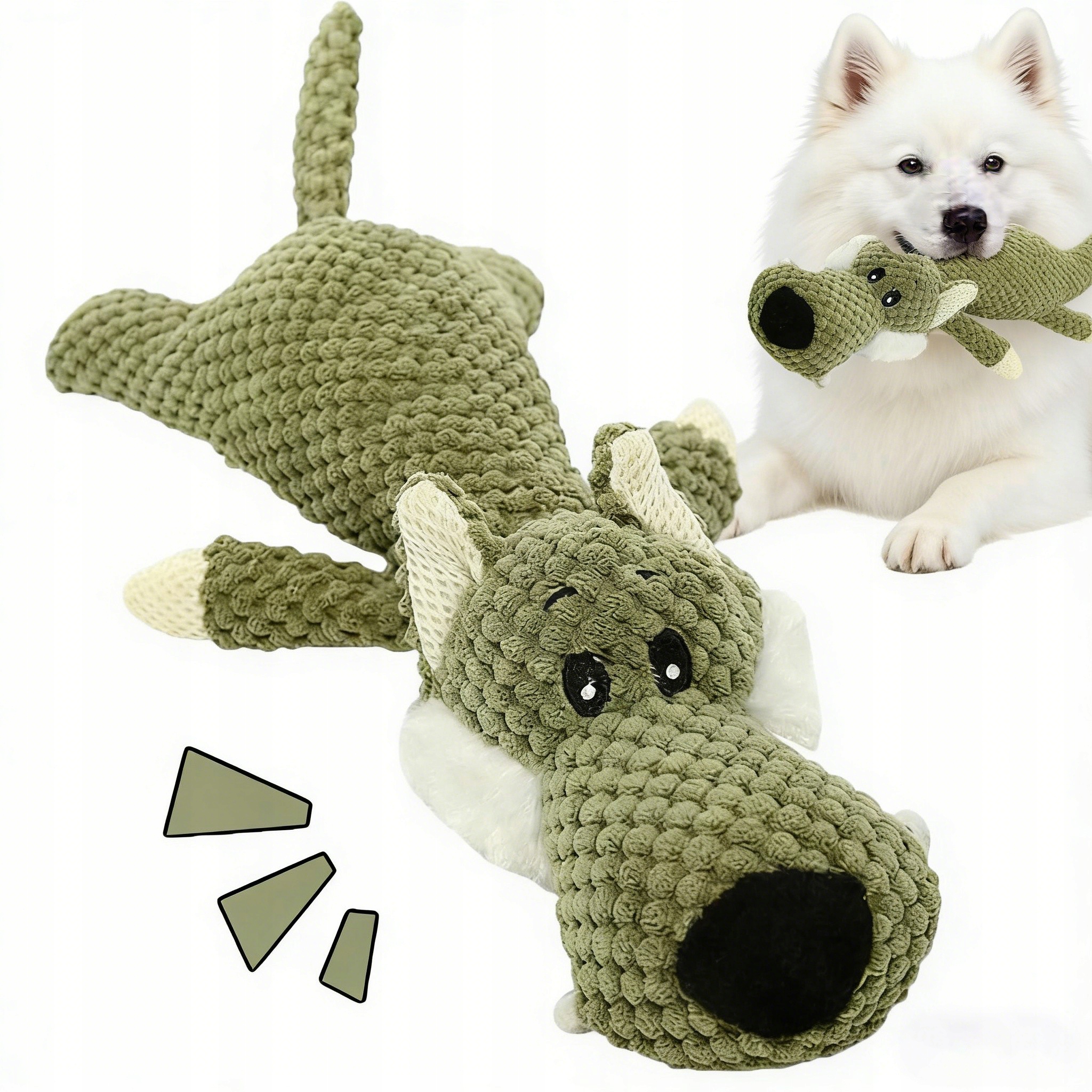 Levně Hračka pro psa a kočku XXL plyšová k žvýkání, plyšová vycpaná hračka s pískátkem, odolná, 37,5 x 15 x 7,5 cm