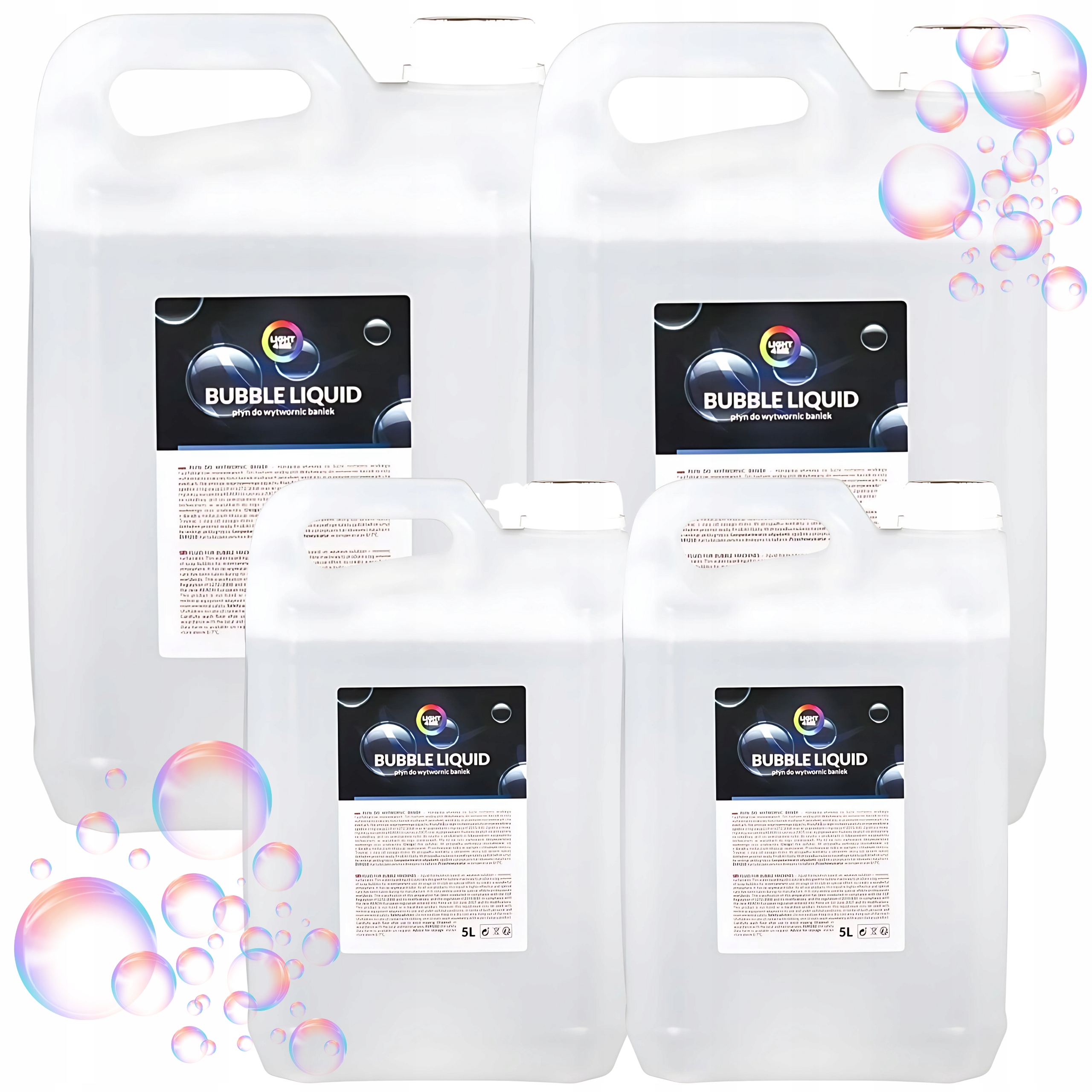 Set 4x Tekutina Na Mýdlové Bubliny Profesionální Velké Bubliny Výkonná 5L